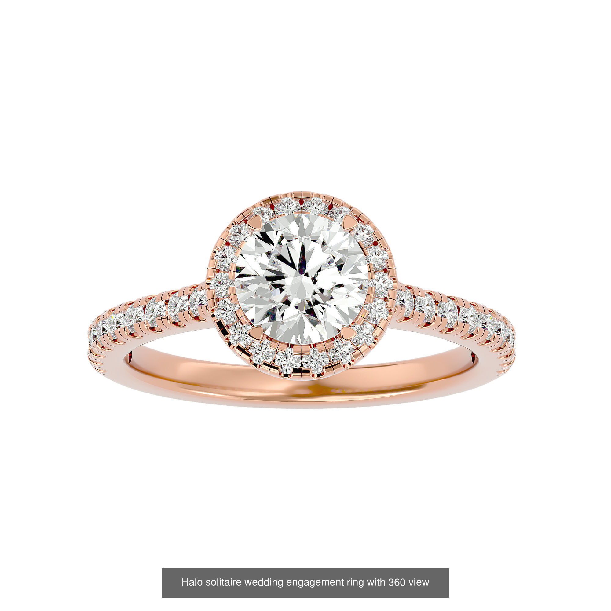 182 Halo solitaire wedding engagement ring with 360 view 3D Model Collection_233
