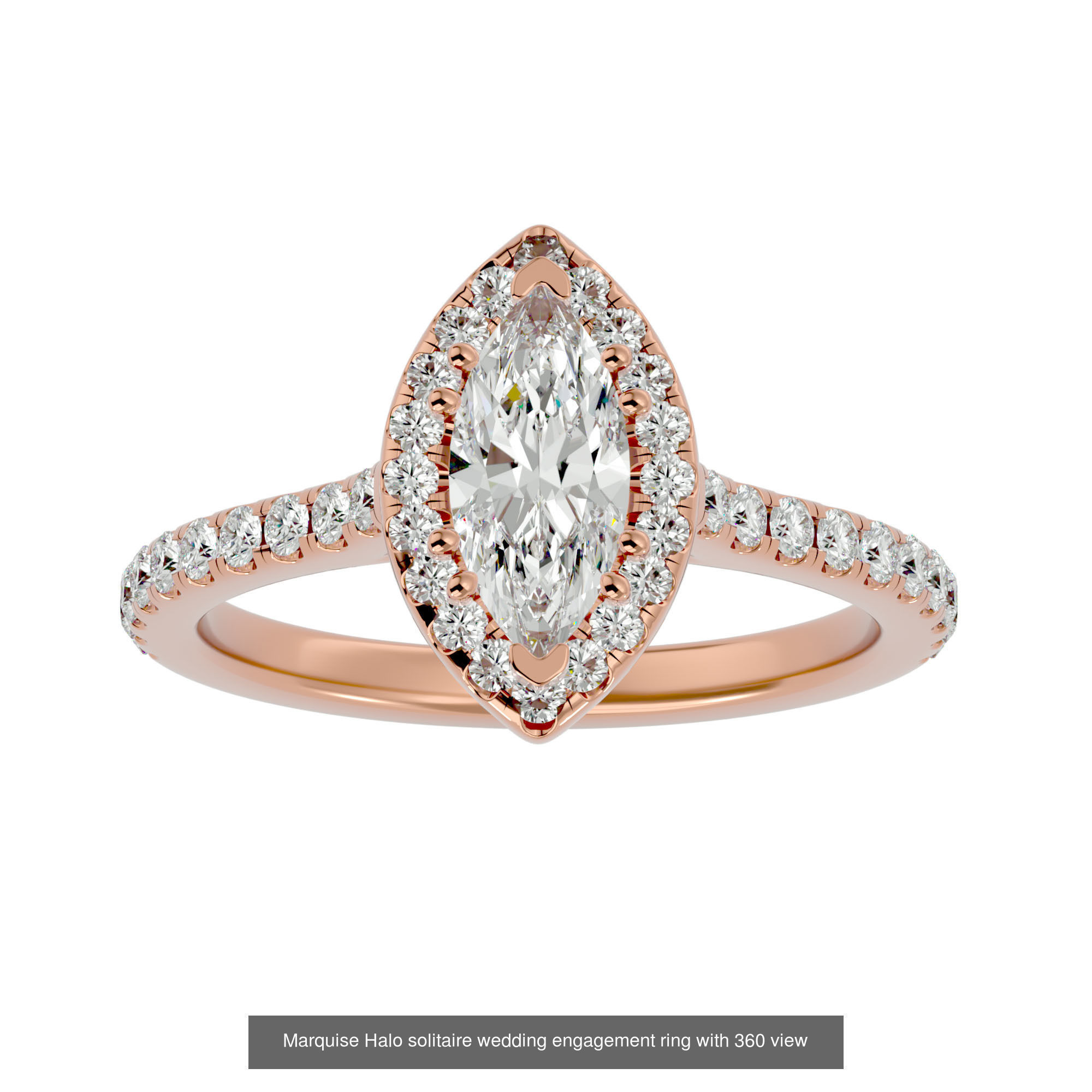 182 Halo solitaire wedding engagement ring with 360 view 3D Model Collection_327