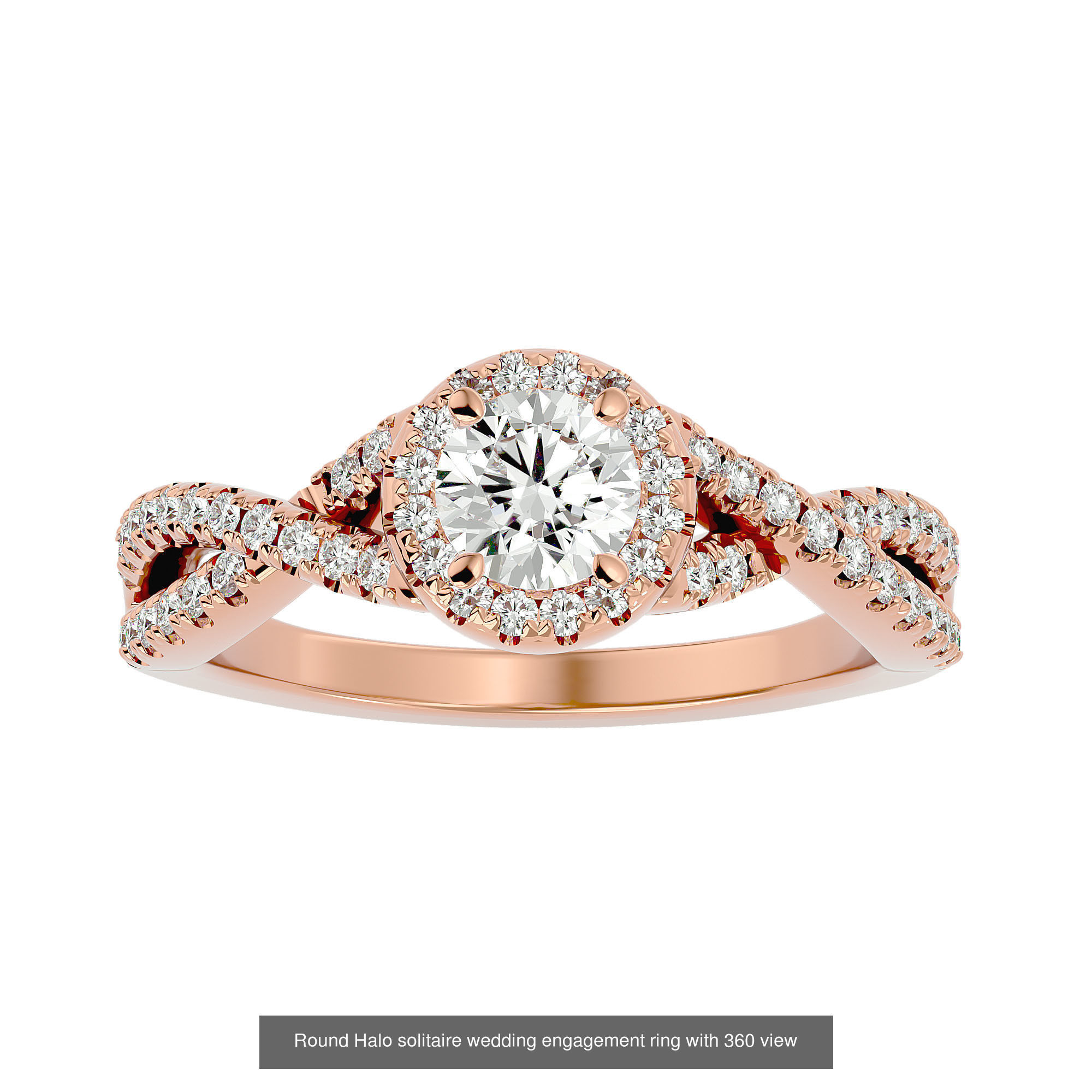 182 Halo solitaire wedding engagement ring with 360 view 3D Model Collection_69