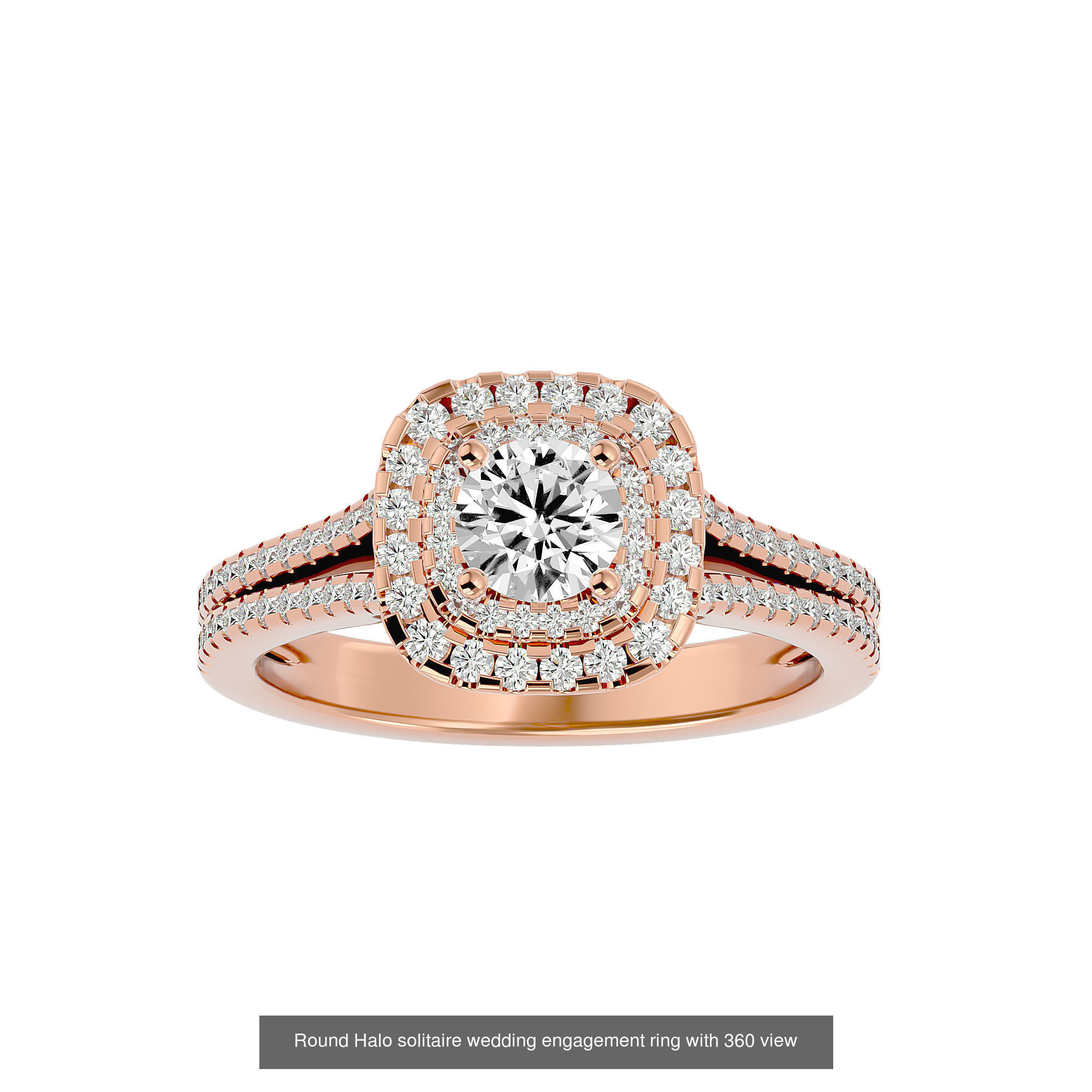 182 Halo solitaire wedding engagement ring with 360 view 3D Model Collection_105