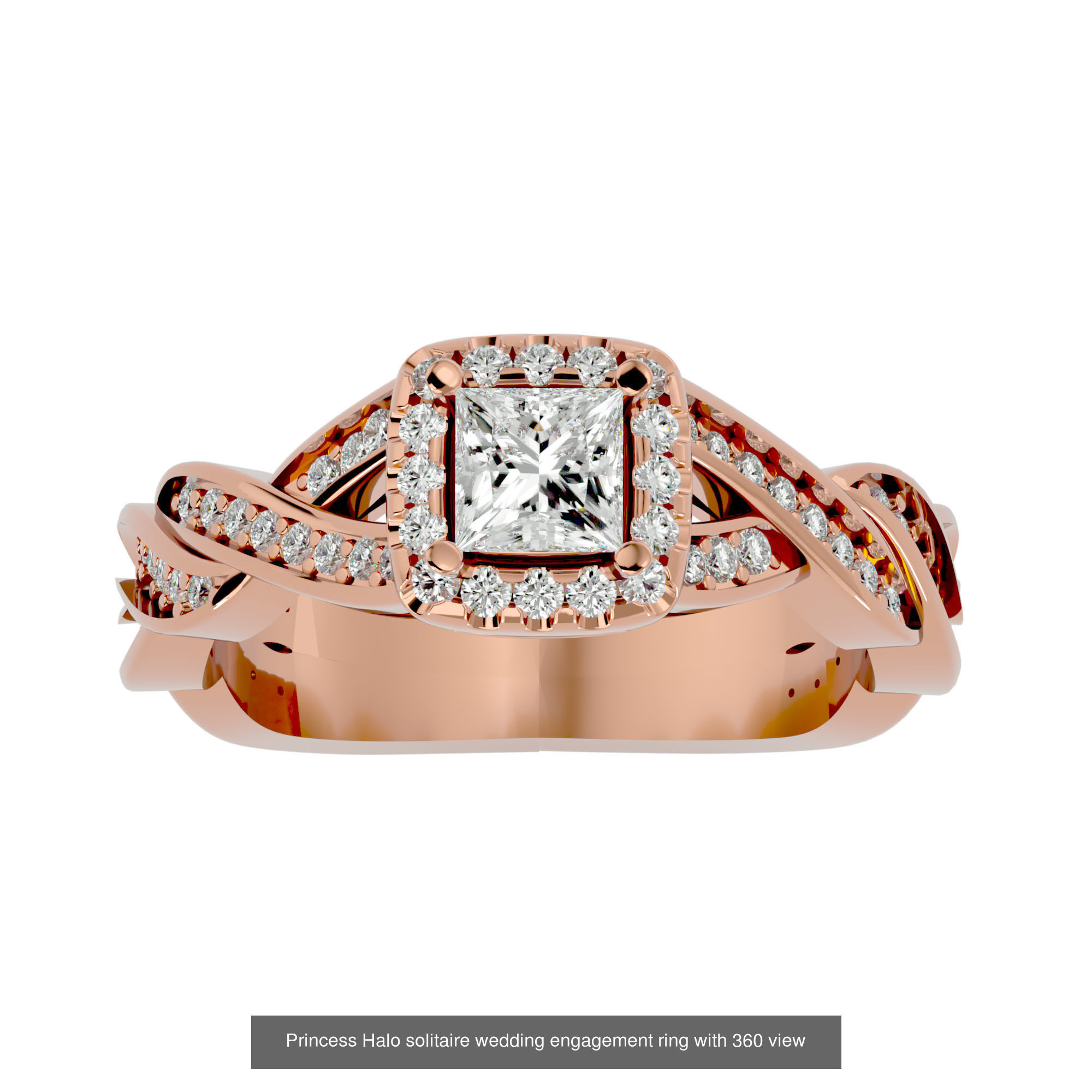 182 Halo solitaire wedding engagement ring with 360 view 3D Model Collection_57