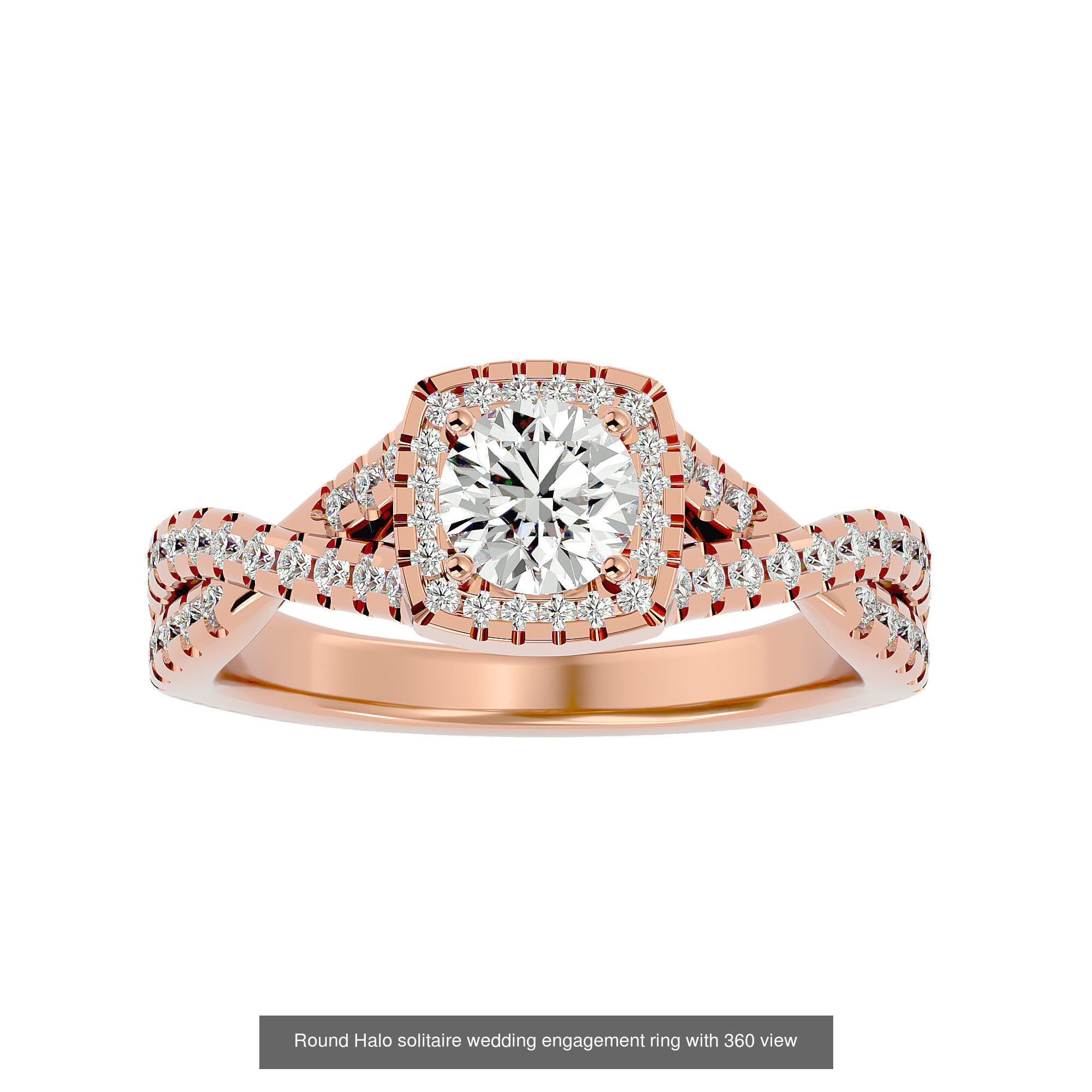 182 Halo solitaire wedding engagement ring with 360 view 3D Model Collection_107