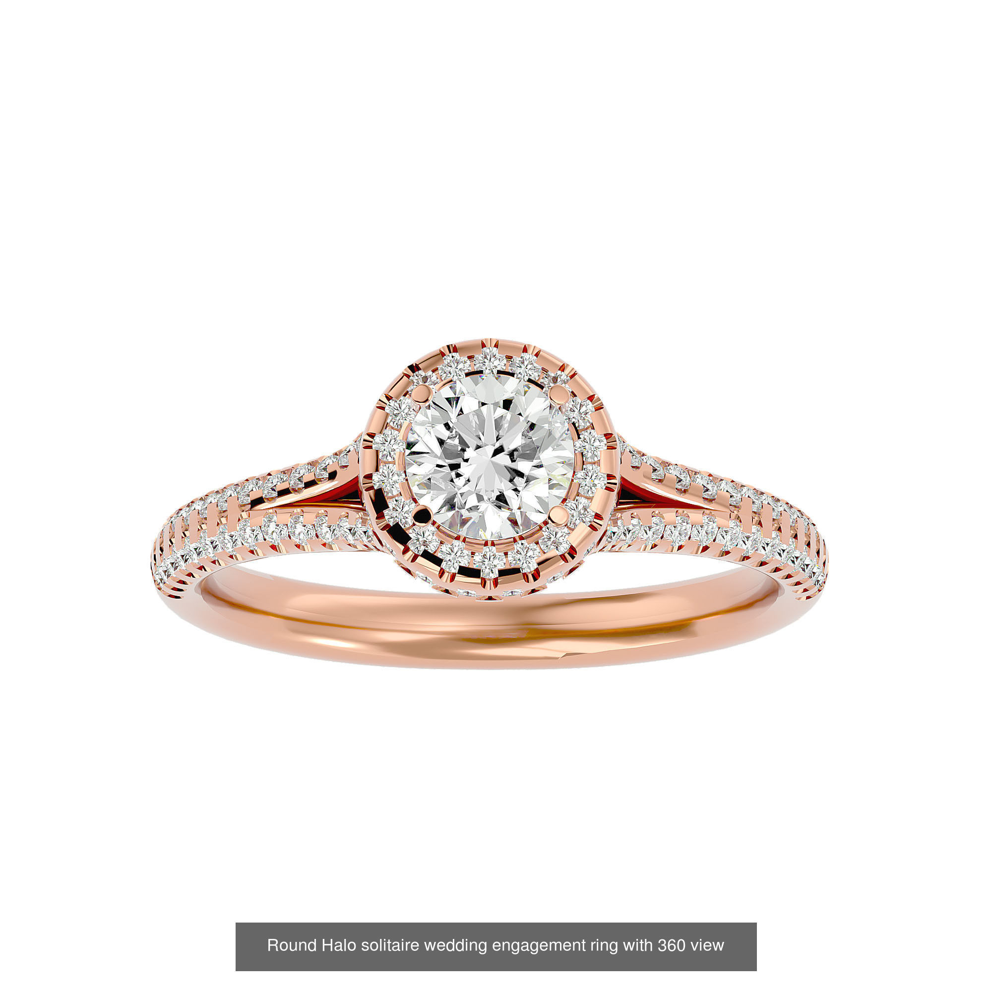 182 Halo solitaire wedding engagement ring with 360 view 3D Model Collection_123