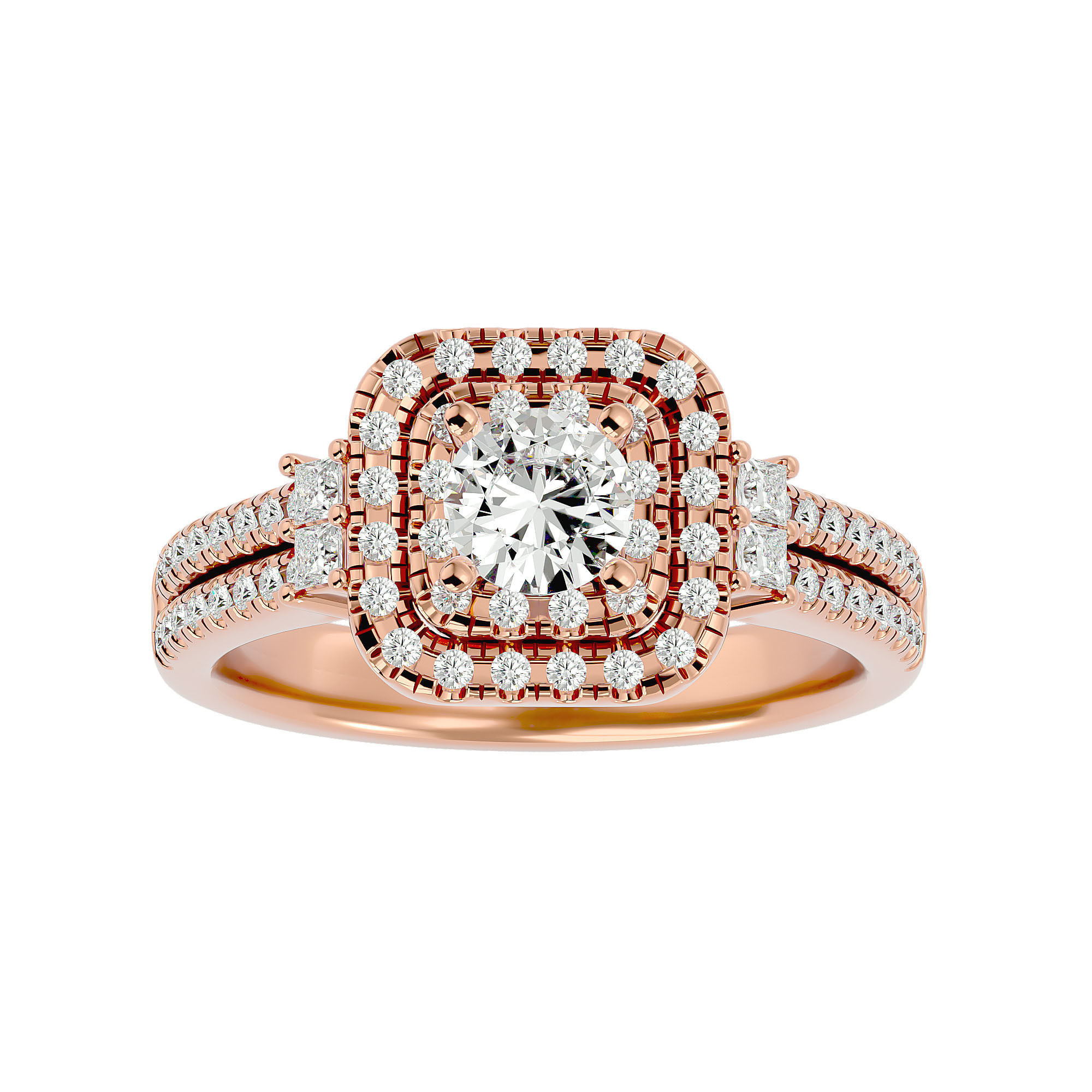 182 Halo solitaire wedding engagement ring with 360 view 3D Model Collection_54