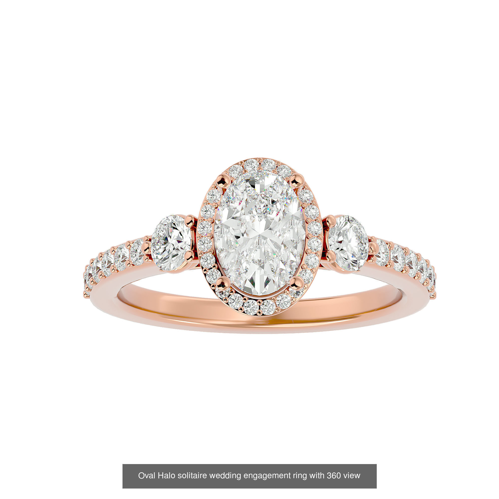 182 Halo solitaire wedding engagement ring with 360 view 3D Model Collection_35