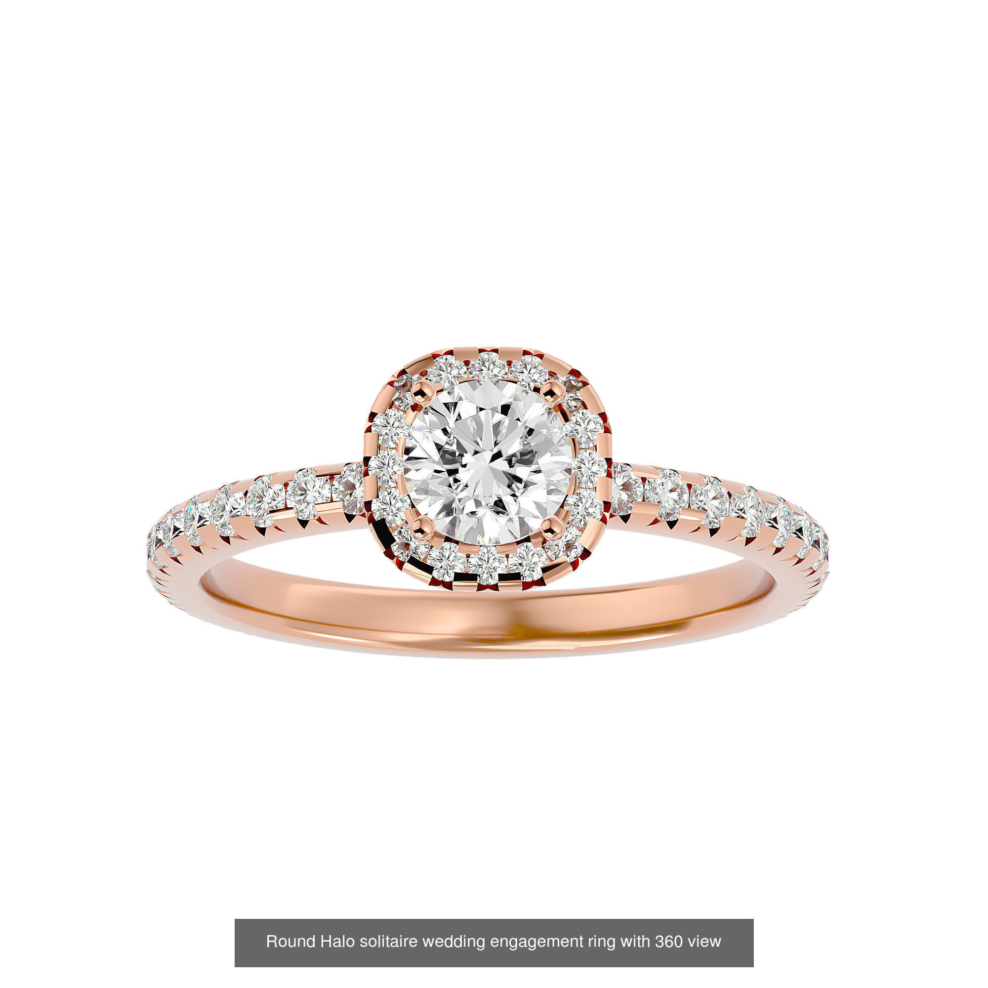 182 Halo solitaire wedding engagement ring with 360 view 3D Model Collection_121