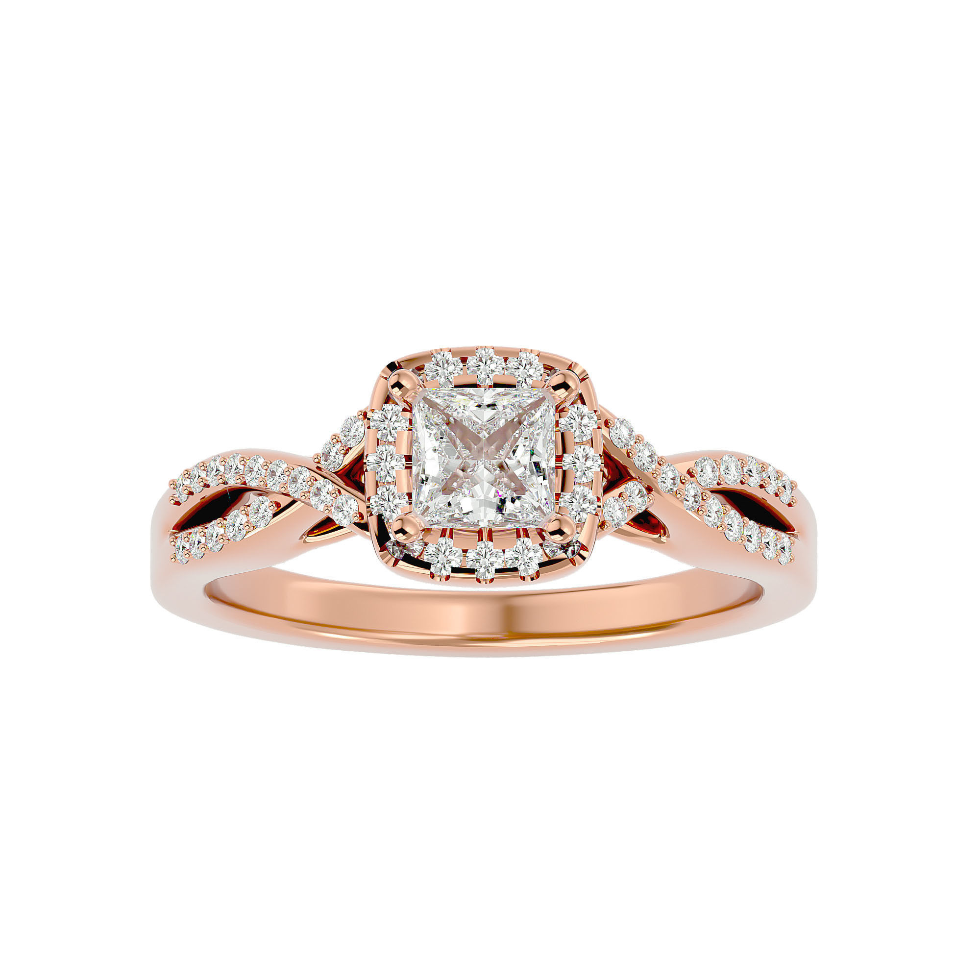182 Halo solitaire wedding engagement ring with 360 view 3D Model Collection_338
