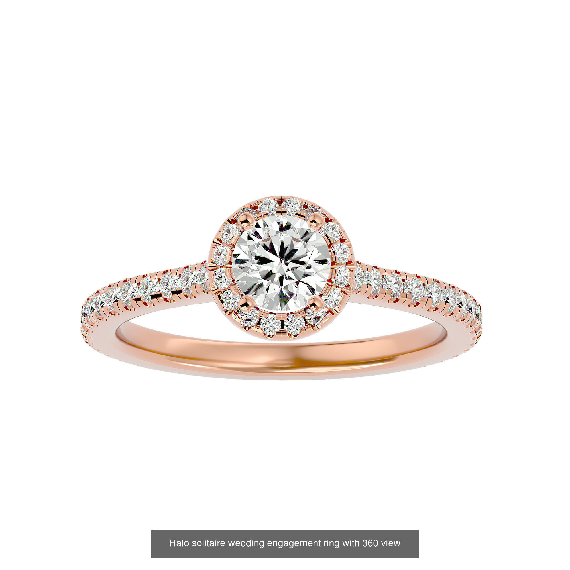 182 Halo solitaire wedding engagement ring with 360 view 3D Model Collection_183