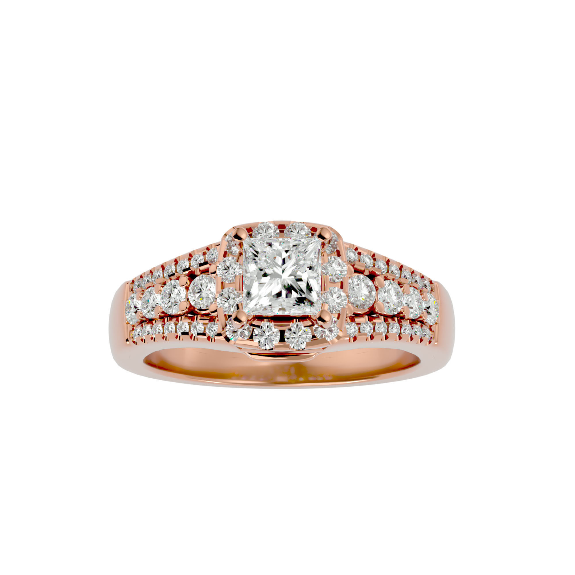 182 Halo solitaire wedding engagement ring with 360 view 3D Model Collection_264