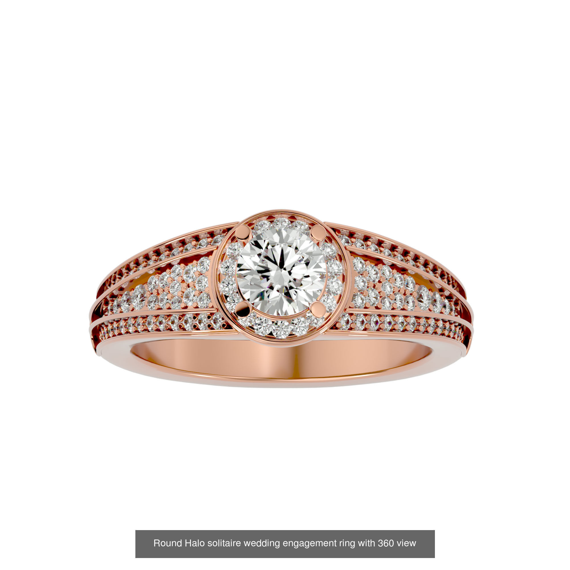 182 Halo solitaire wedding engagement ring with 360 view 3D Model Collection_169