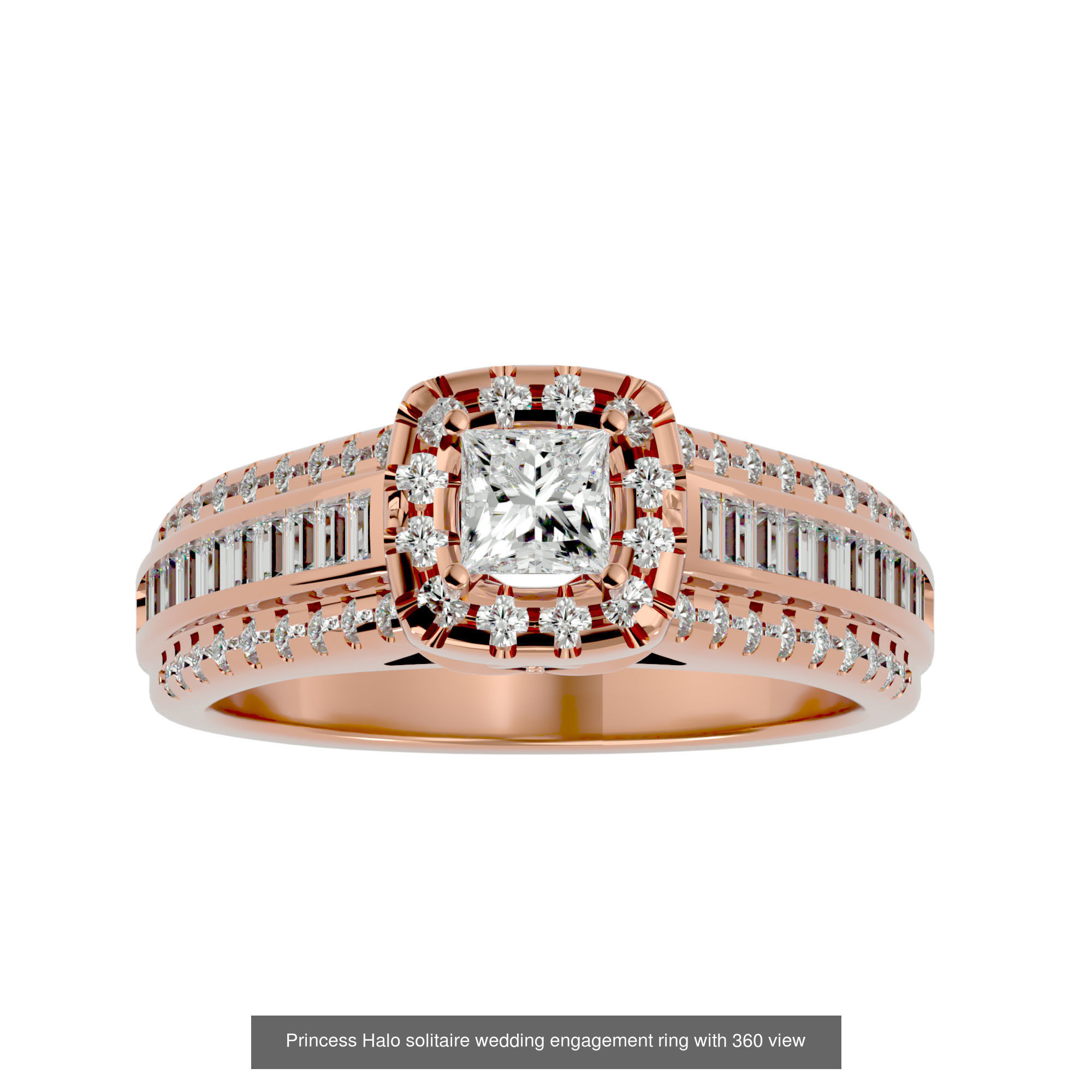 182 Halo solitaire wedding engagement ring with 360 view 3D Model Collection_287