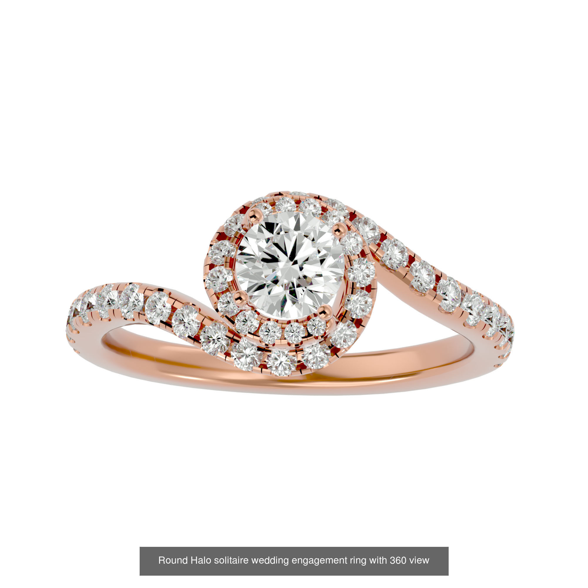182 Halo solitaire wedding engagement ring with 360 view 3D Model Collection_83