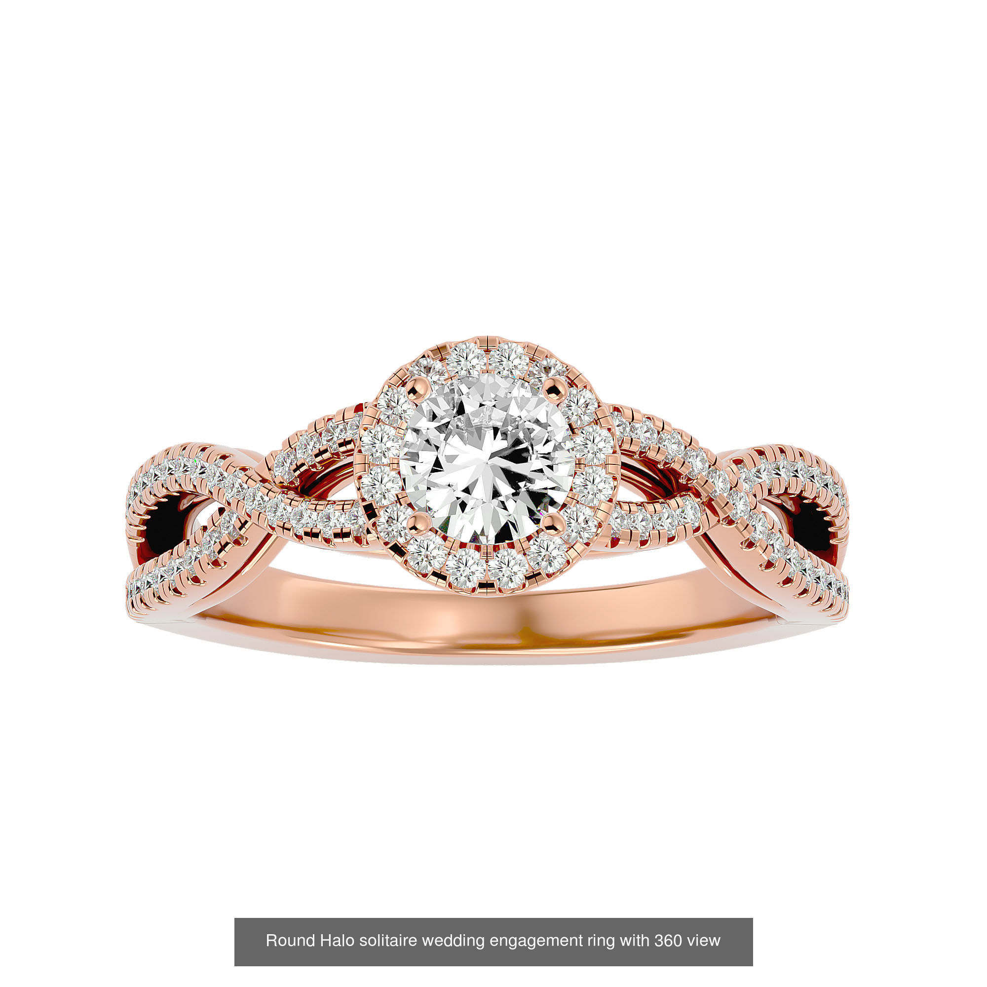 182 Halo solitaire wedding engagement ring with 360 view 3D Model Collection_145
