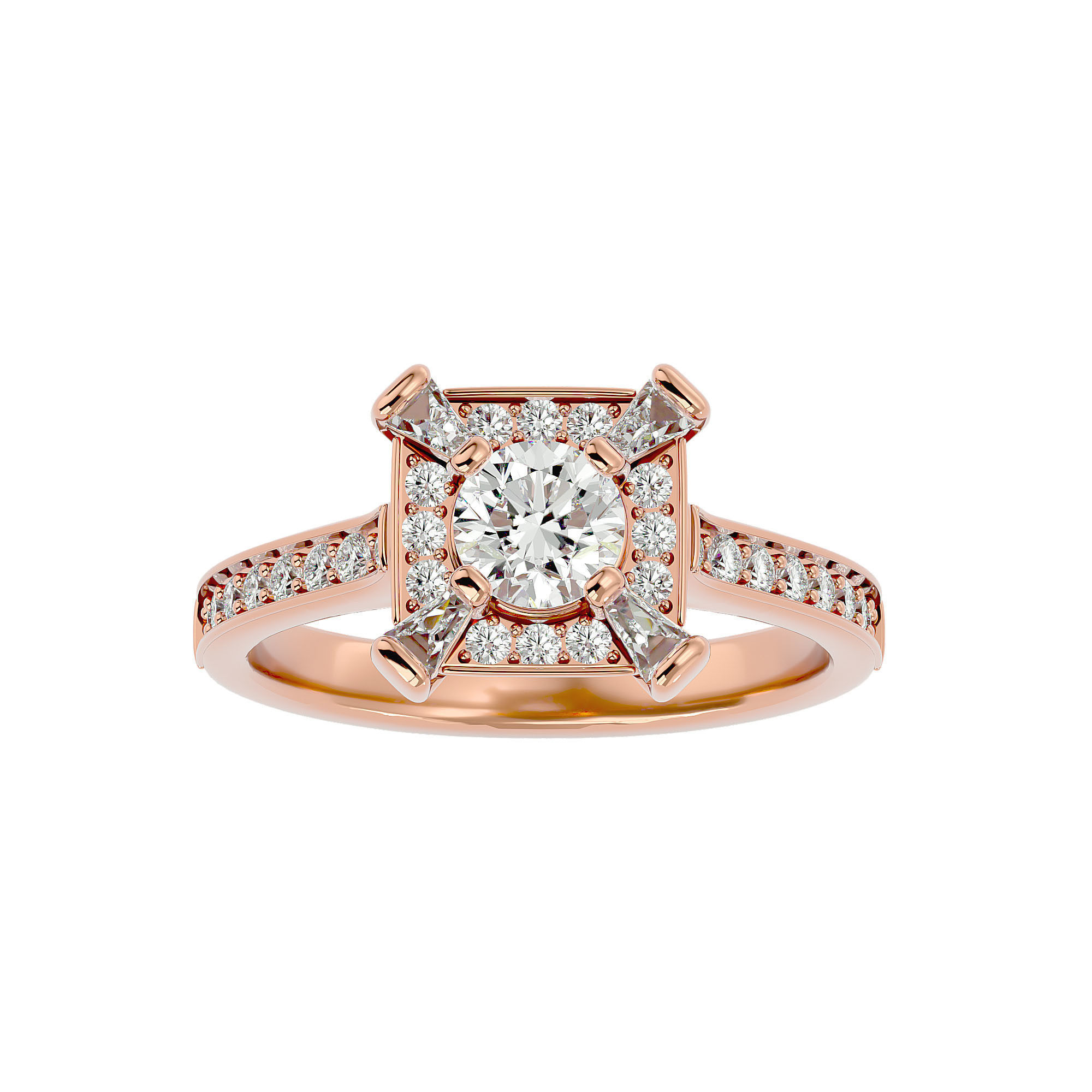 182 Halo solitaire wedding engagement ring with 360 view 3D Model Collection_326