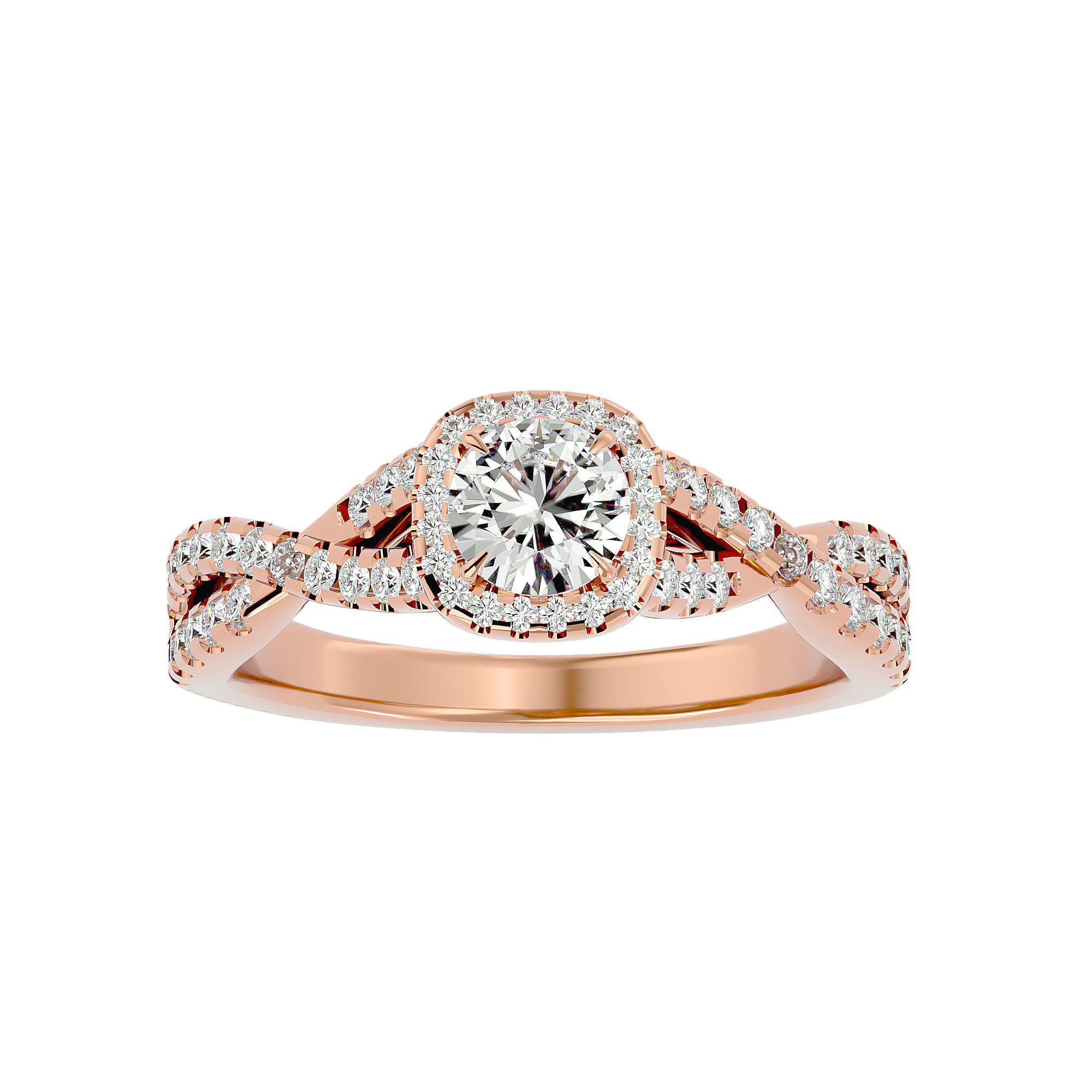 182 Halo solitaire wedding engagement ring with 360 view 3D Model Collection_336