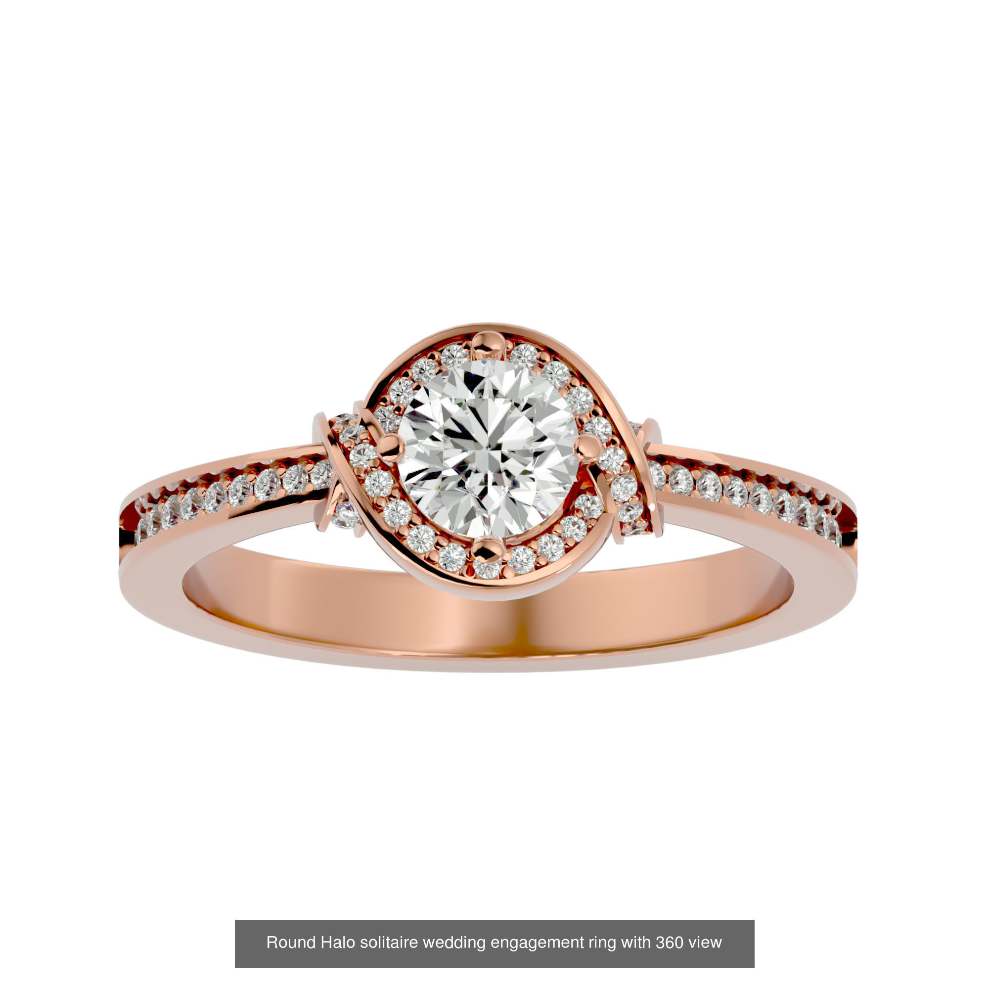 182 Halo solitaire wedding engagement ring with 360 view 3D Model Collection_81