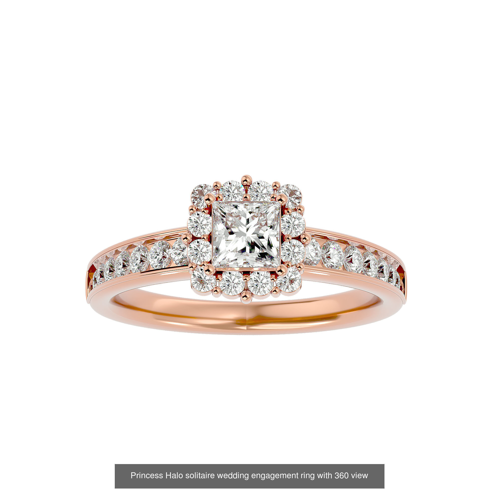 182 Halo solitaire wedding engagement ring with 360 view 3D Model Collection_261