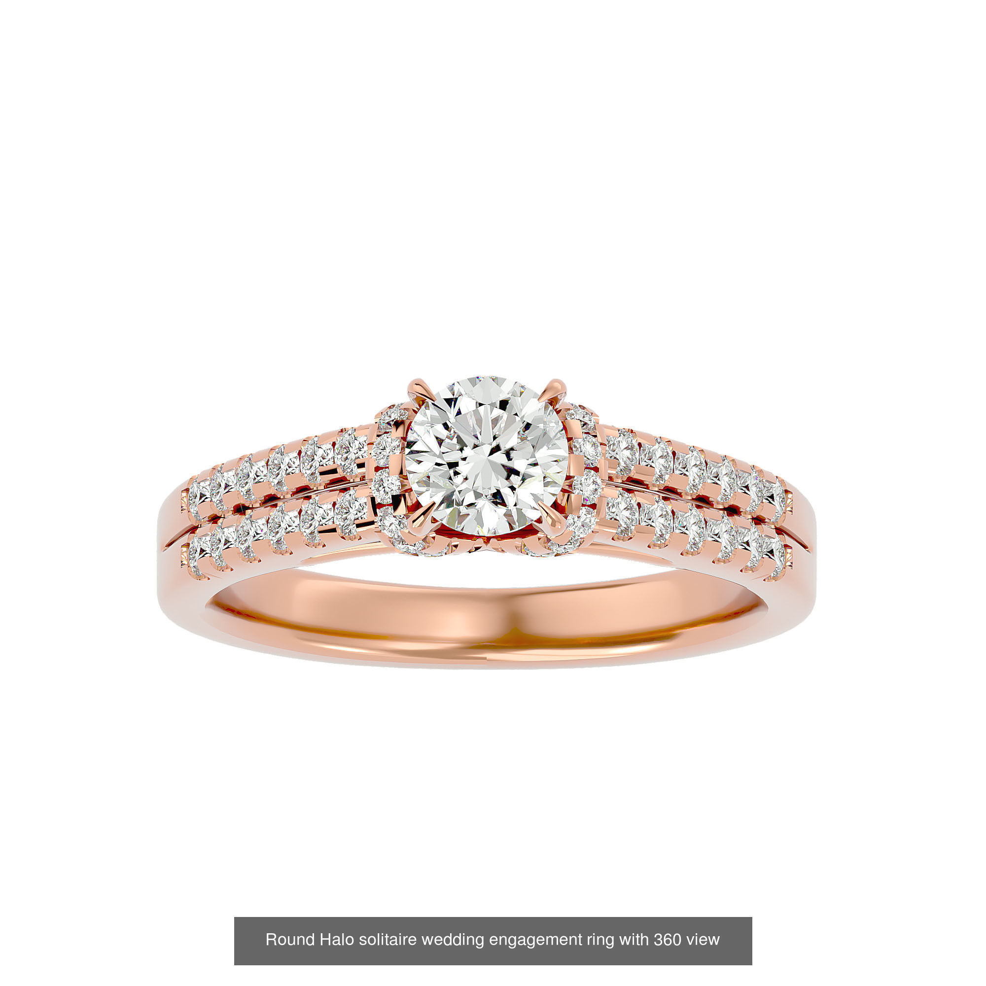 182 Halo solitaire wedding engagement ring with 360 view 3D Model Collection_67