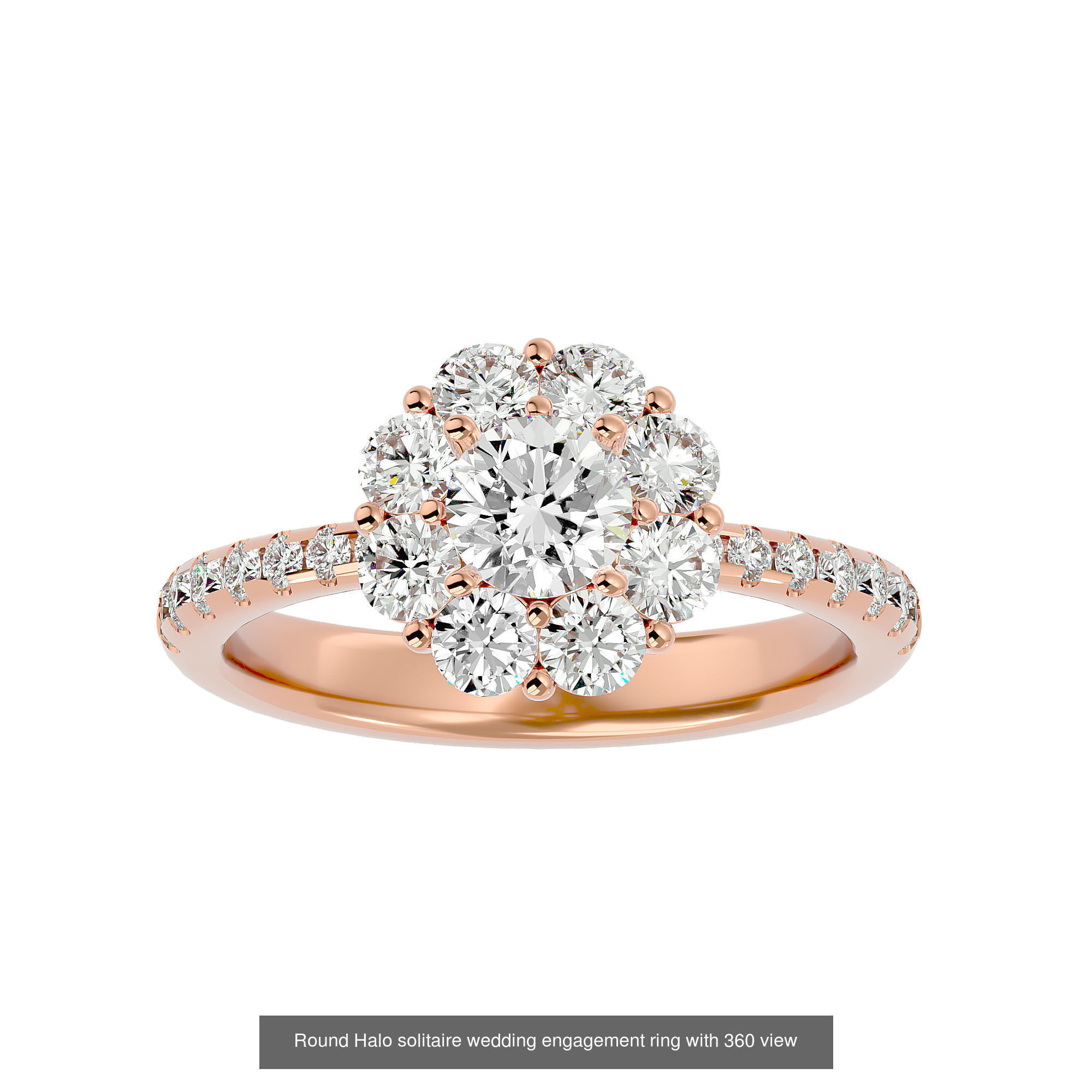 182 Halo solitaire wedding engagement ring with 360 view 3D Model Collection_139