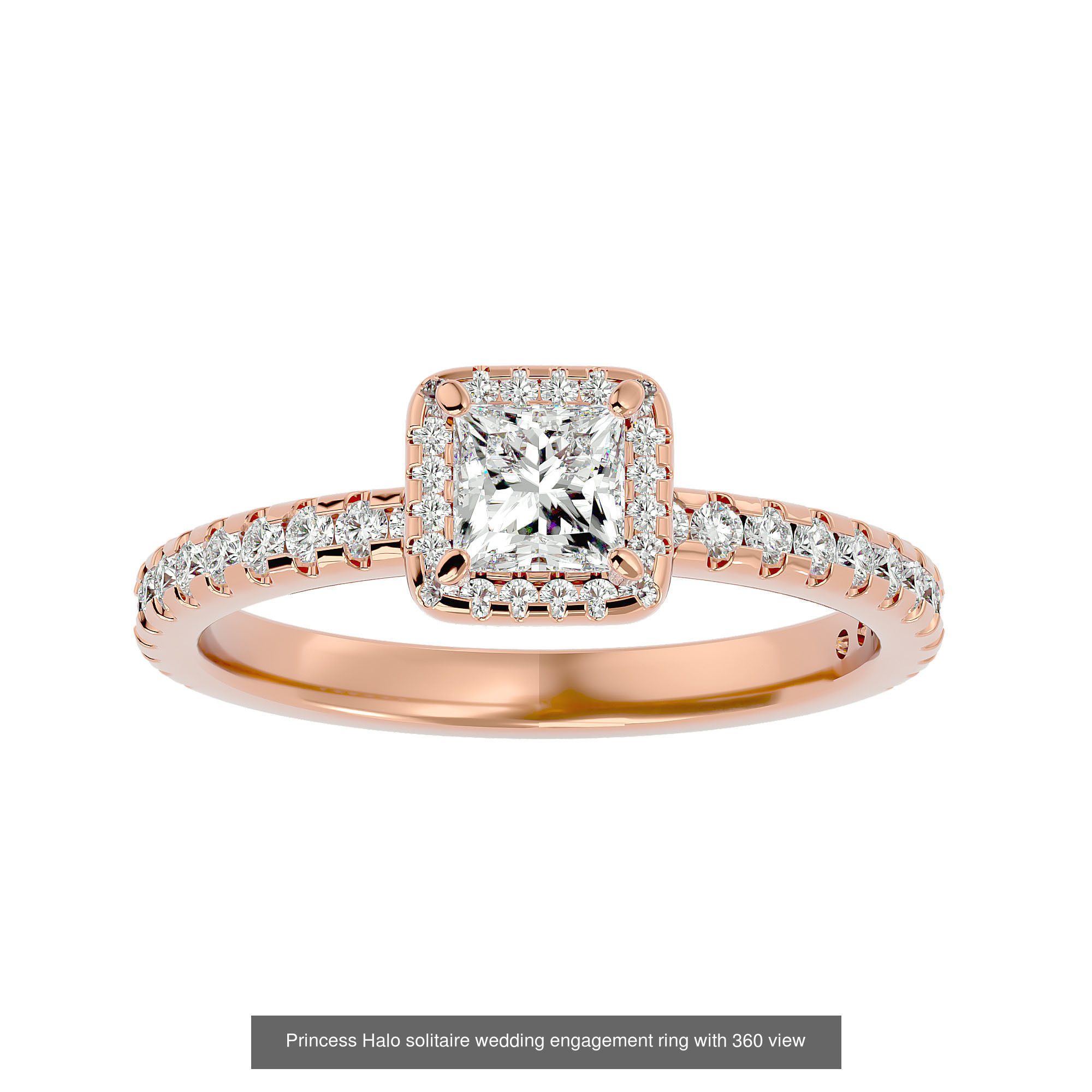 182 Halo solitaire wedding engagement ring with 360 view 3D Model Collection_311