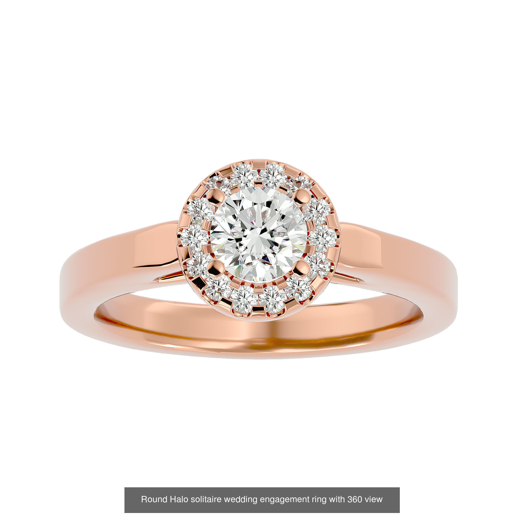 182 Halo solitaire wedding engagement ring with 360 view 3D Model Collection_97
