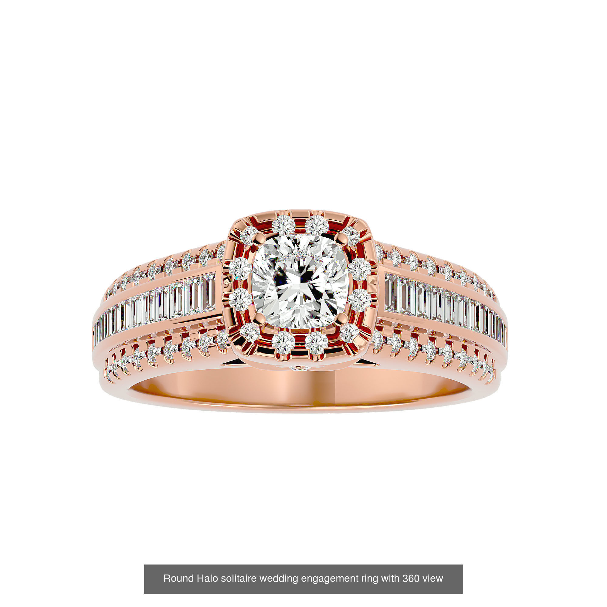 182 Halo solitaire wedding engagement ring with 360 view 3D Model Collection_33