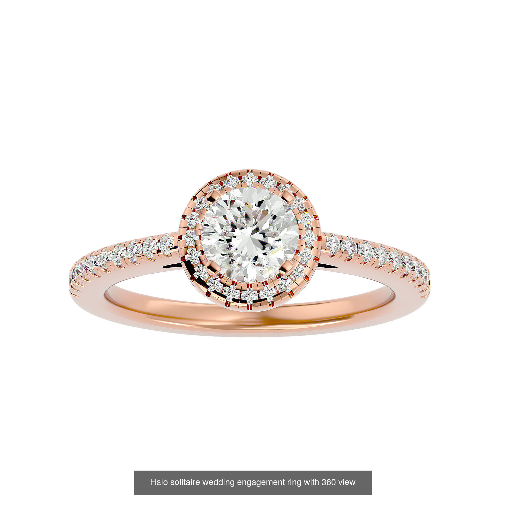 182 Halo solitaire wedding engagement ring with 360 view 3D Model Collection_241