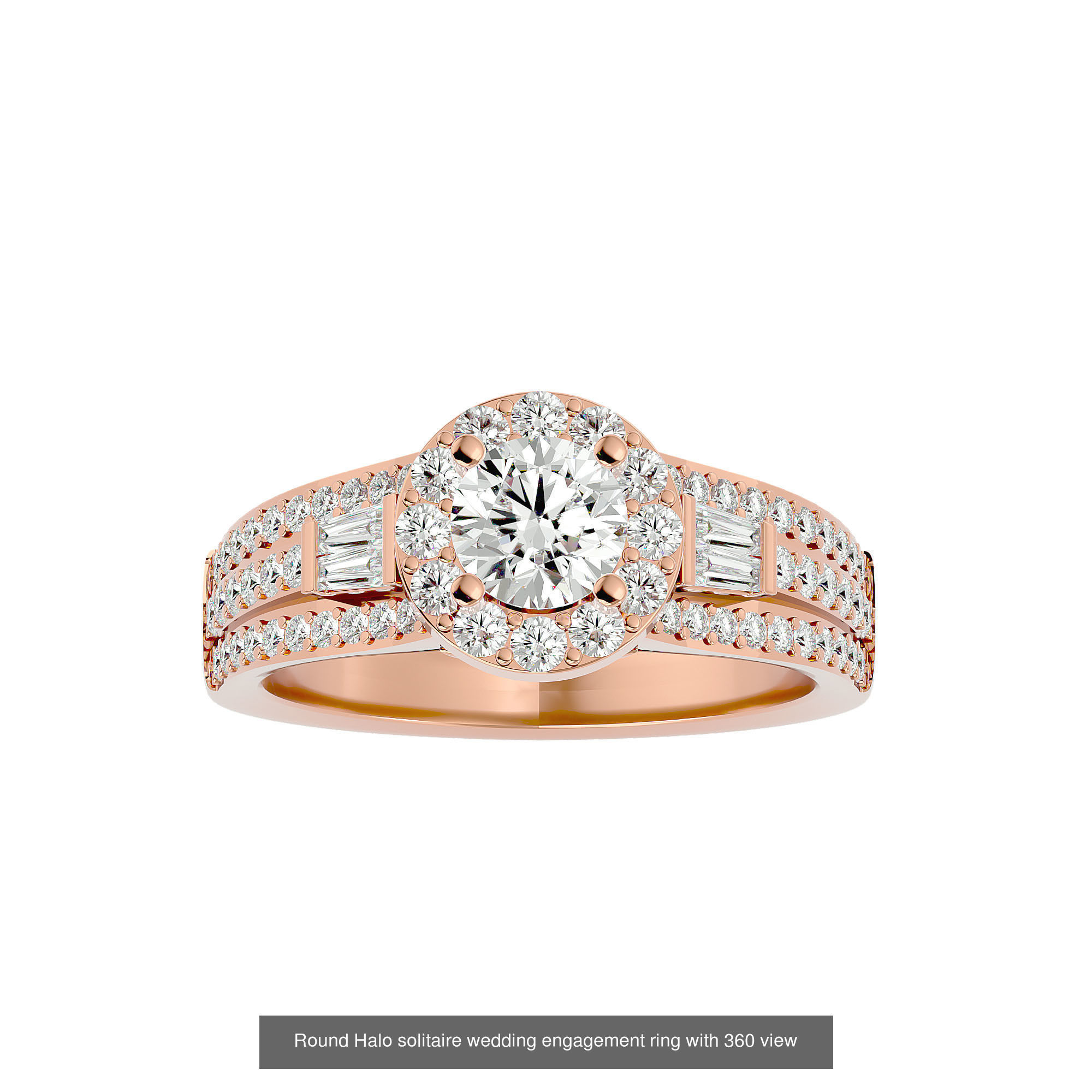 182 Halo solitaire wedding engagement ring with 360 view 3D Model Collection_29