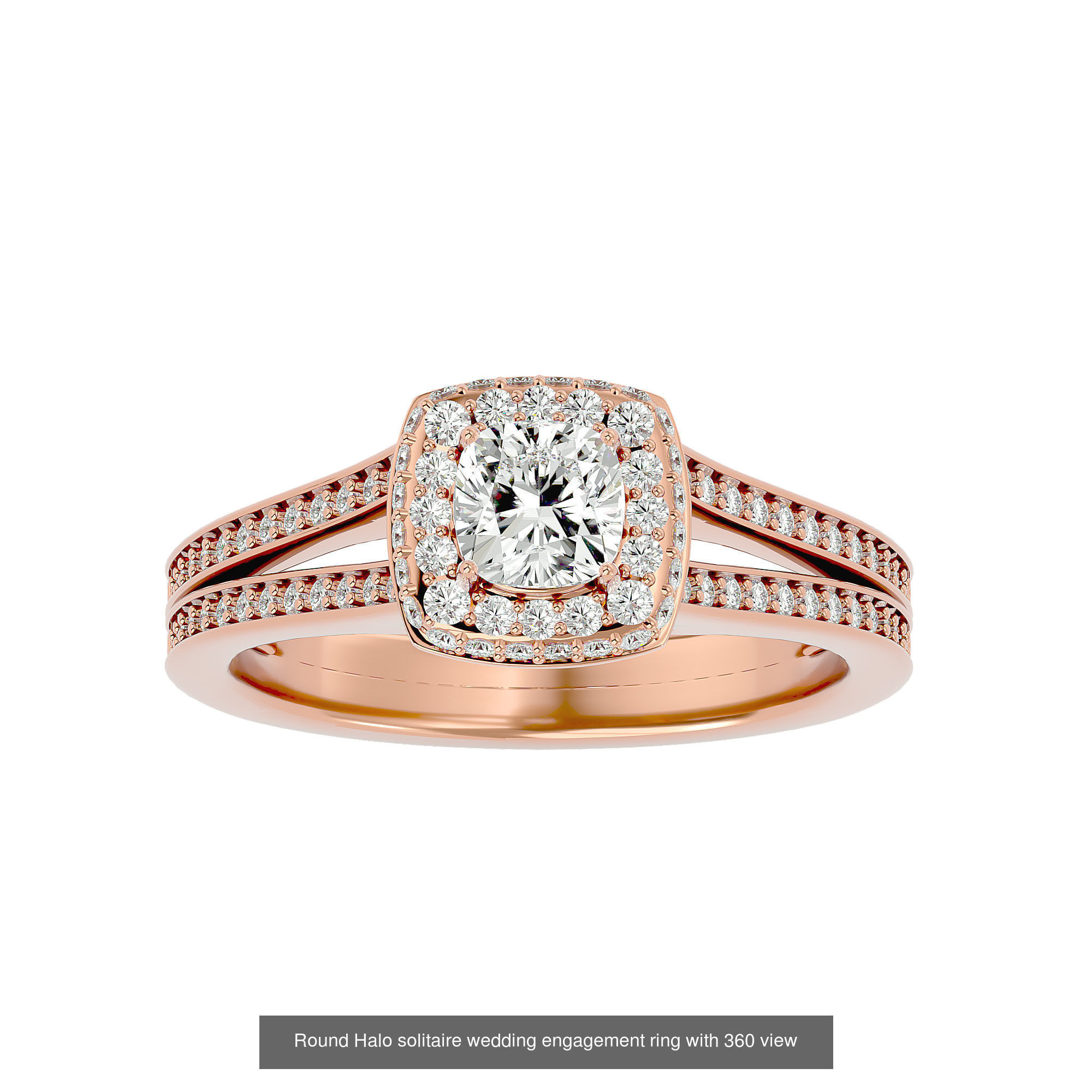 182 Halo solitaire wedding engagement ring with 360 view 3D Model Collection_343