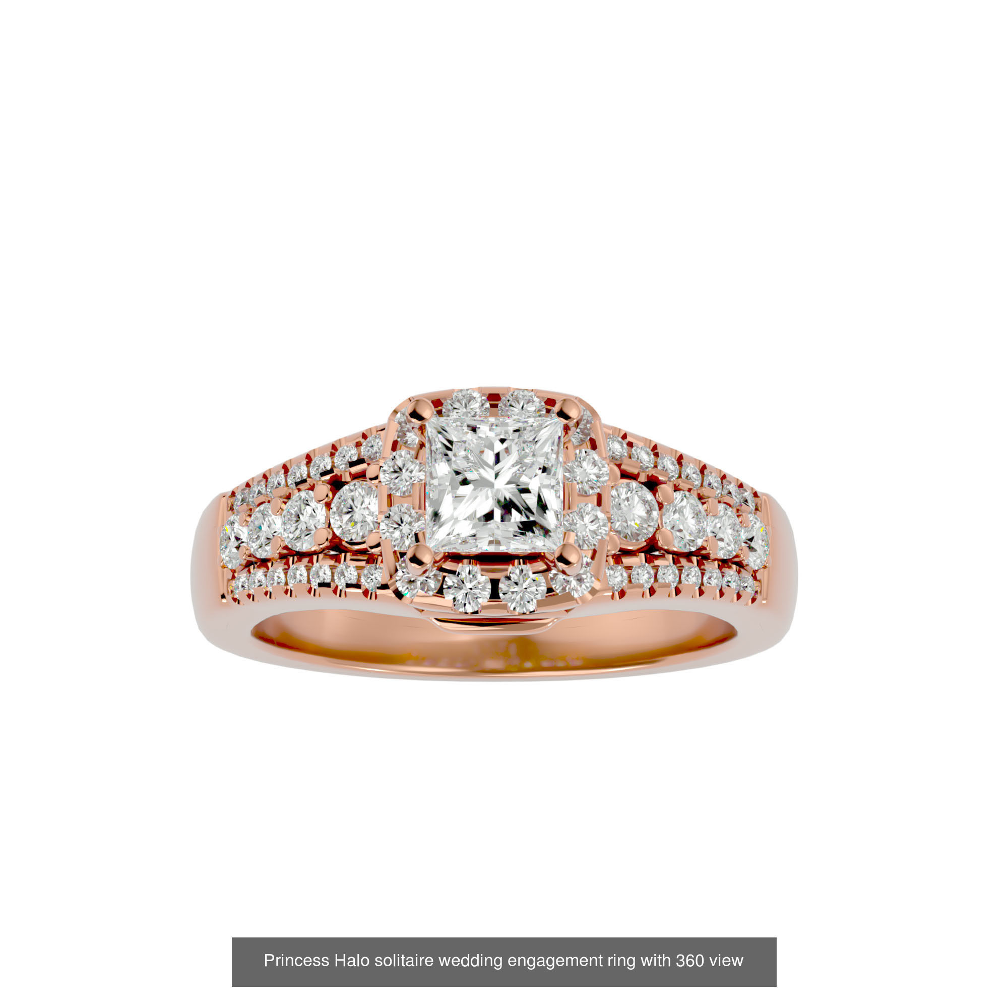 182 Halo solitaire wedding engagement ring with 360 view 3D Model Collection_273