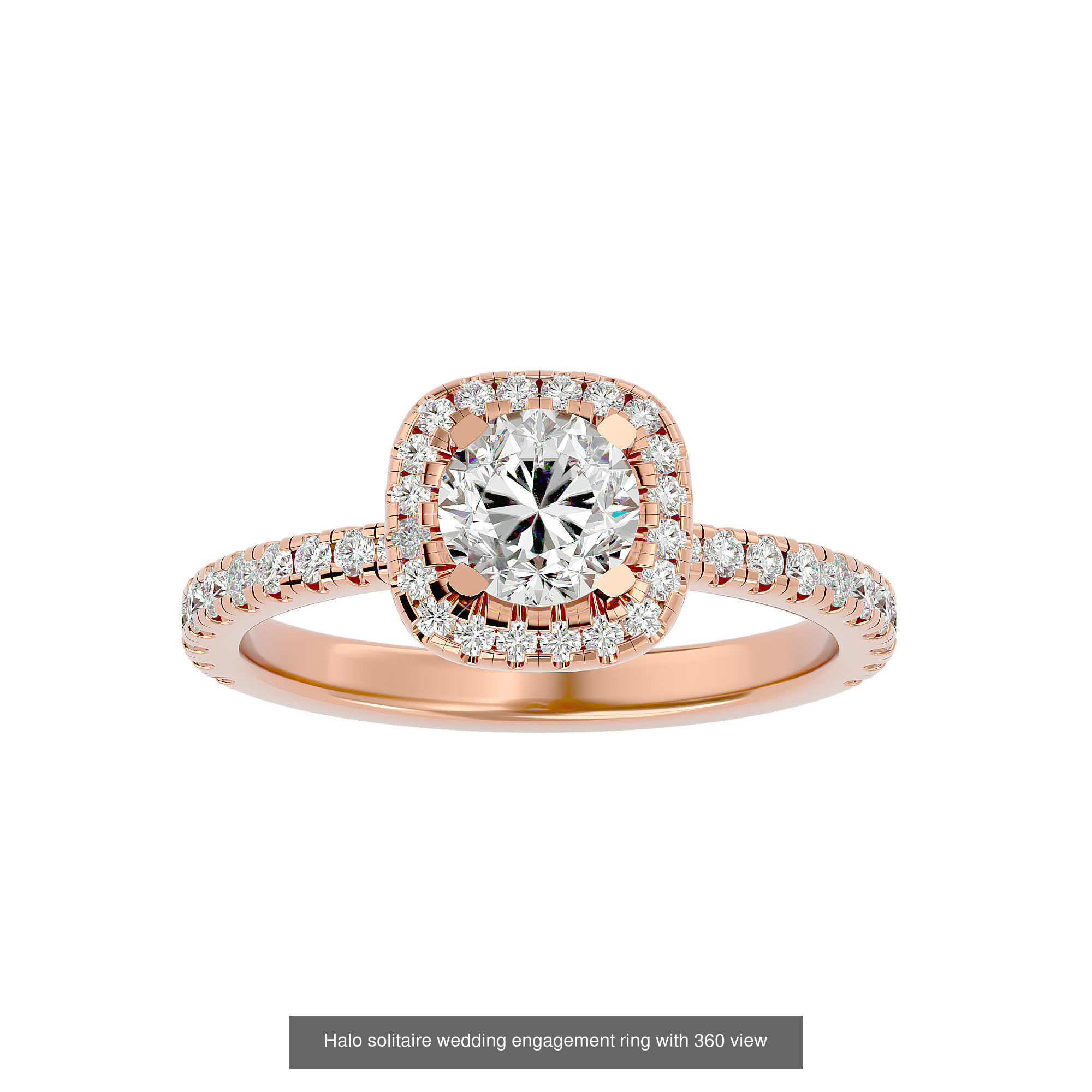 182 Halo solitaire wedding engagement ring with 360 view 3D Model Collection_249