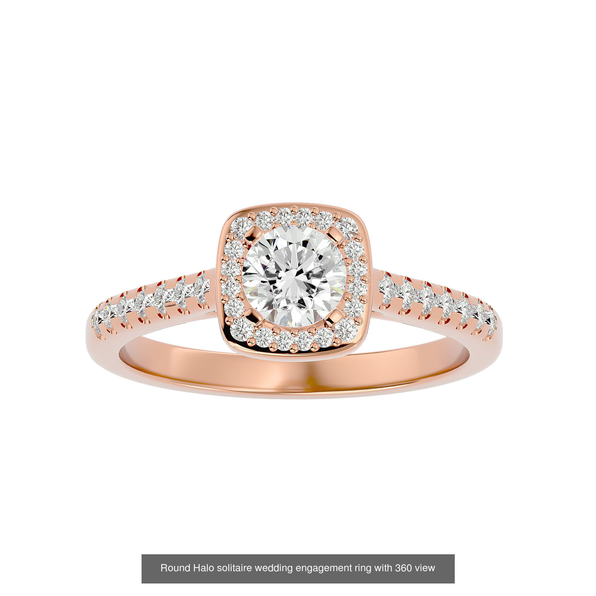 182 Halo solitaire wedding engagement ring with 360 view 3D Model Collection_189