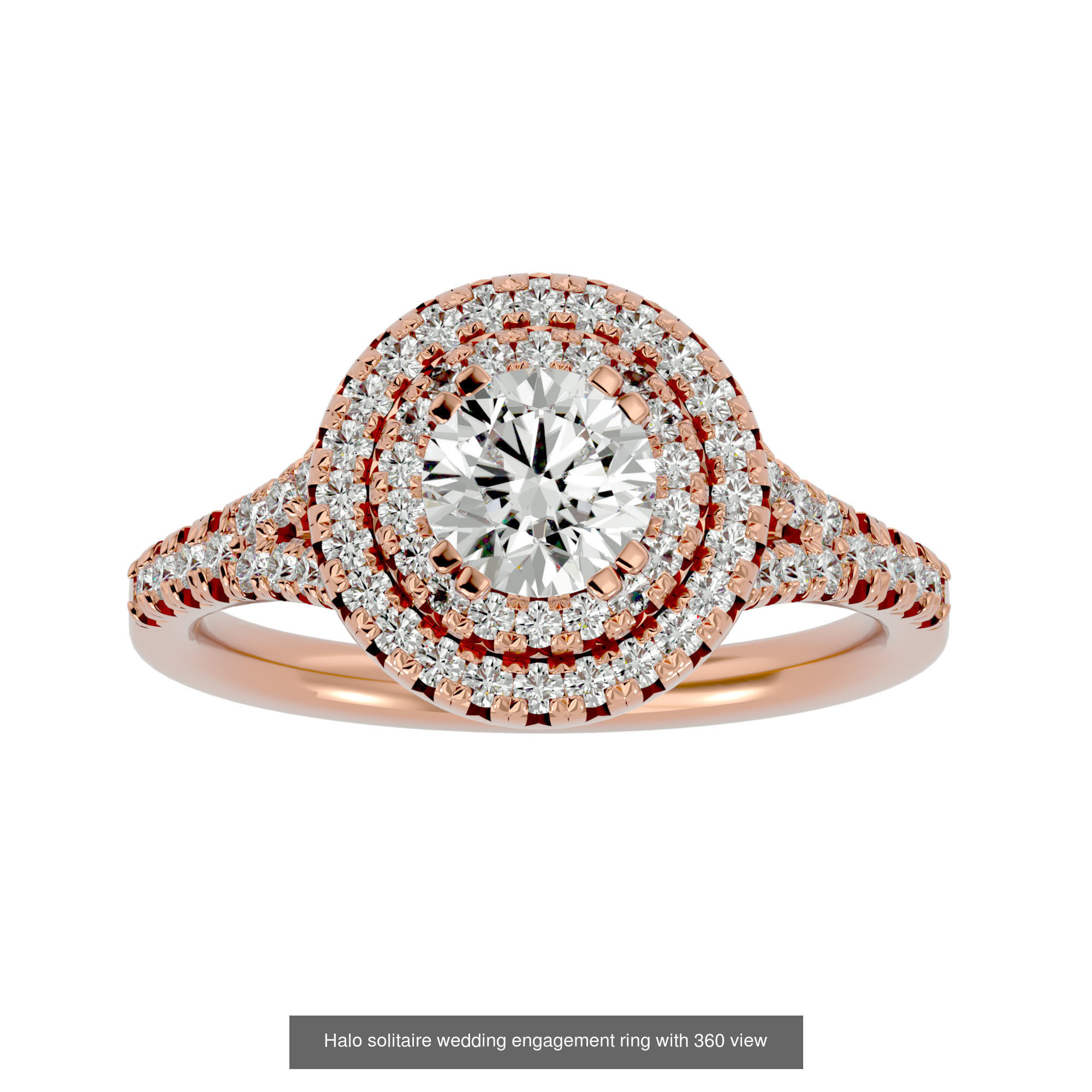 182 Halo solitaire wedding engagement ring with 360 view 3D Model Collection_251