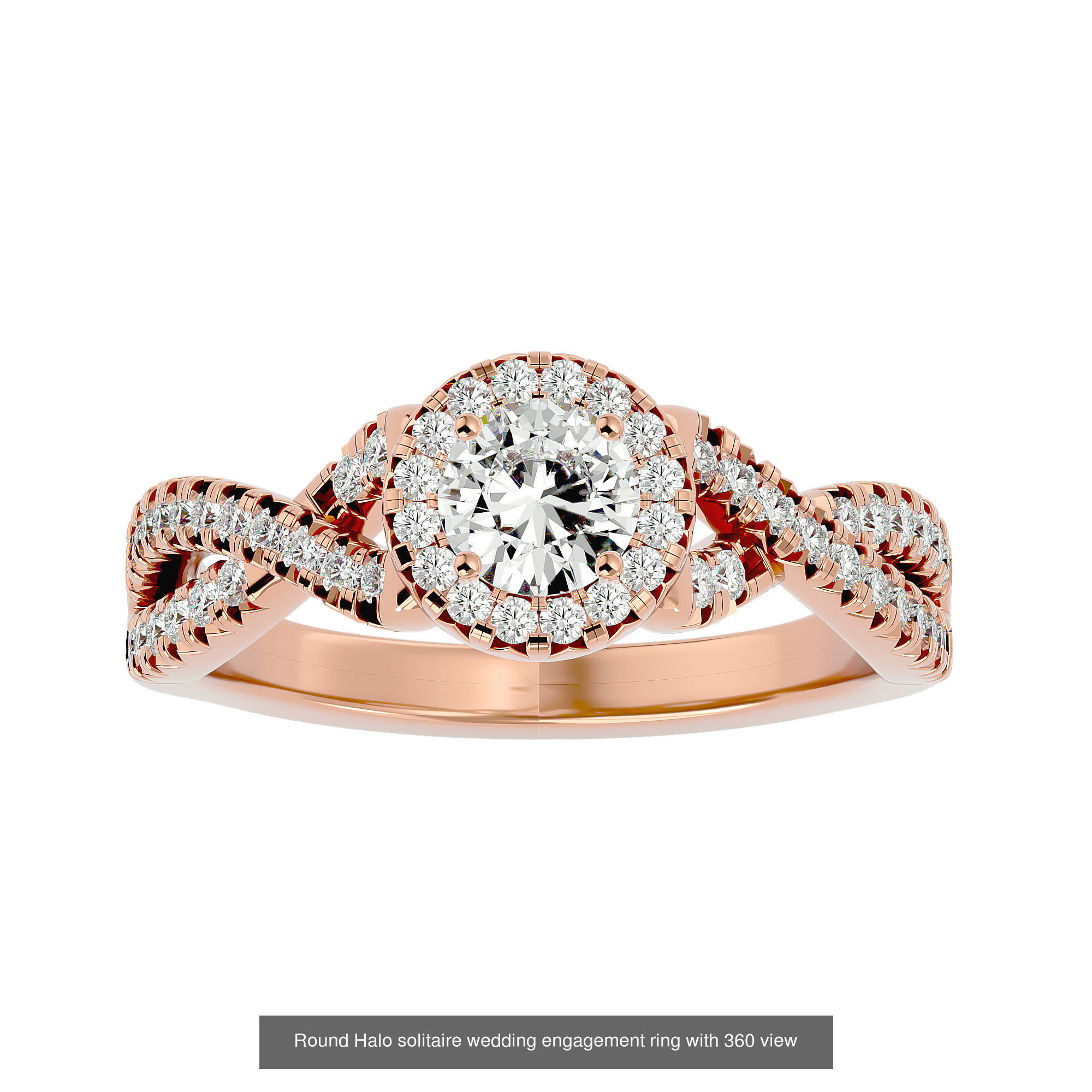 182 Halo solitaire wedding engagement ring with 360 view 3D Model Collection_354
