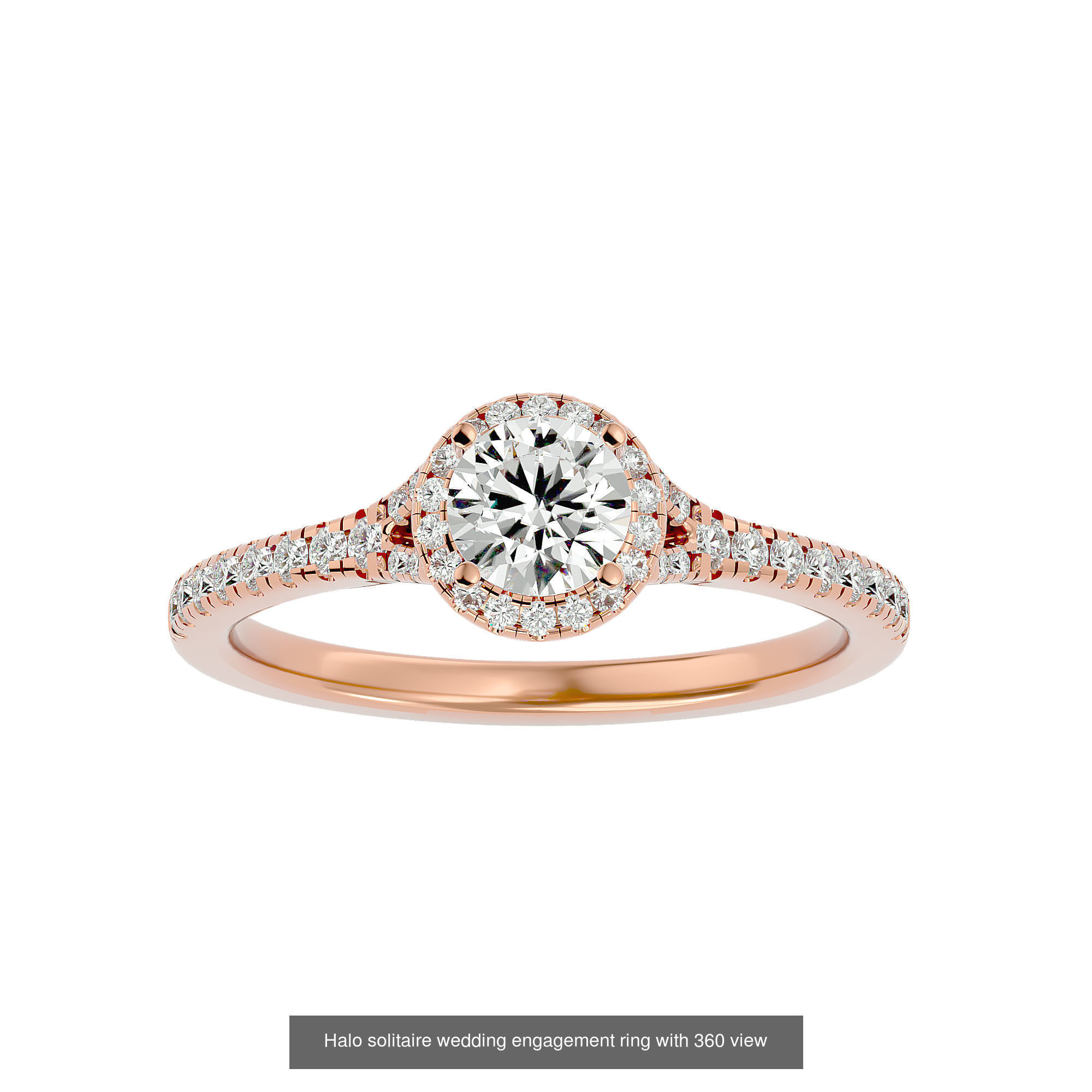 182 Halo solitaire wedding engagement ring with 360 view 3D Model Collection_131