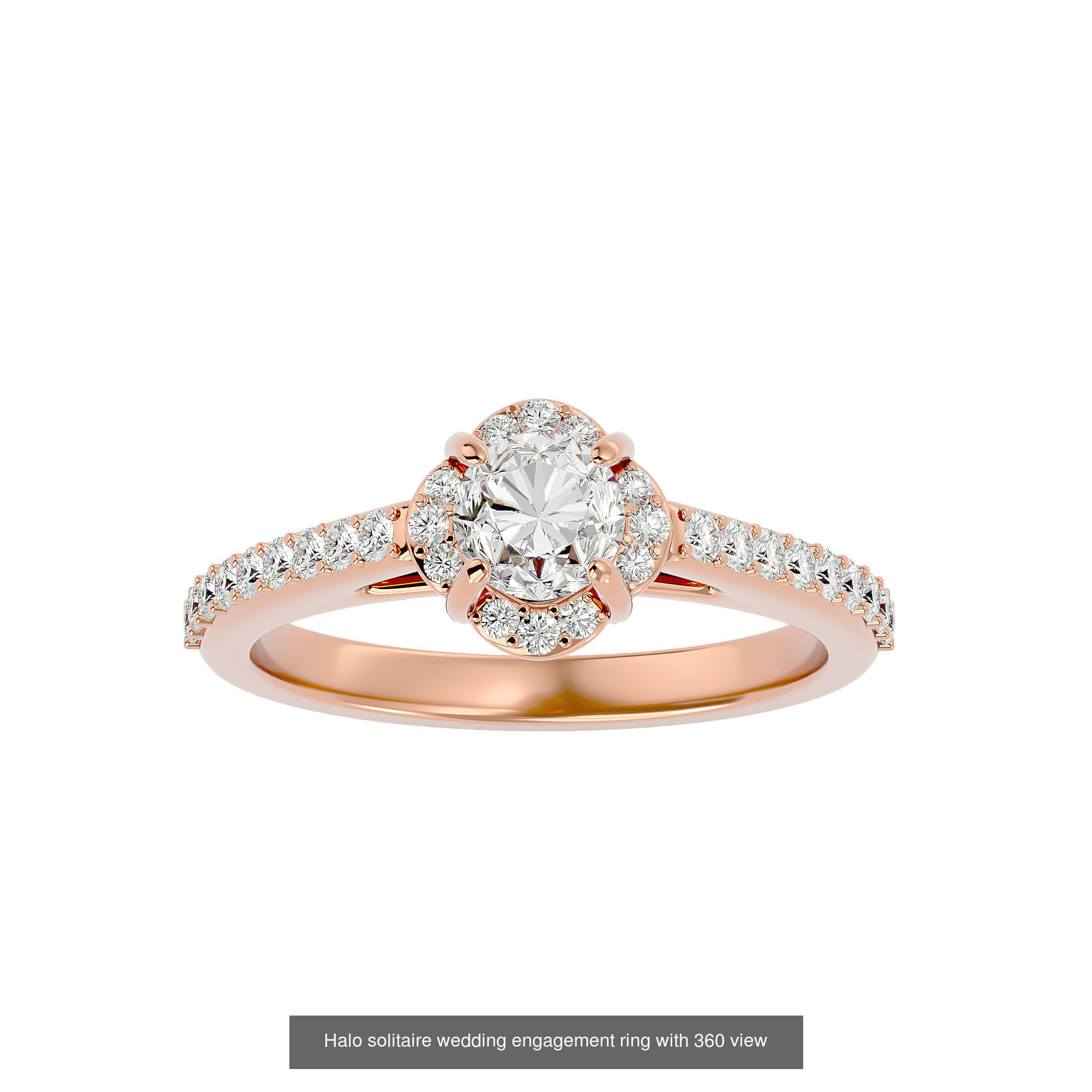 182 Halo solitaire wedding engagement ring with 360 view 3D Model Collection_127