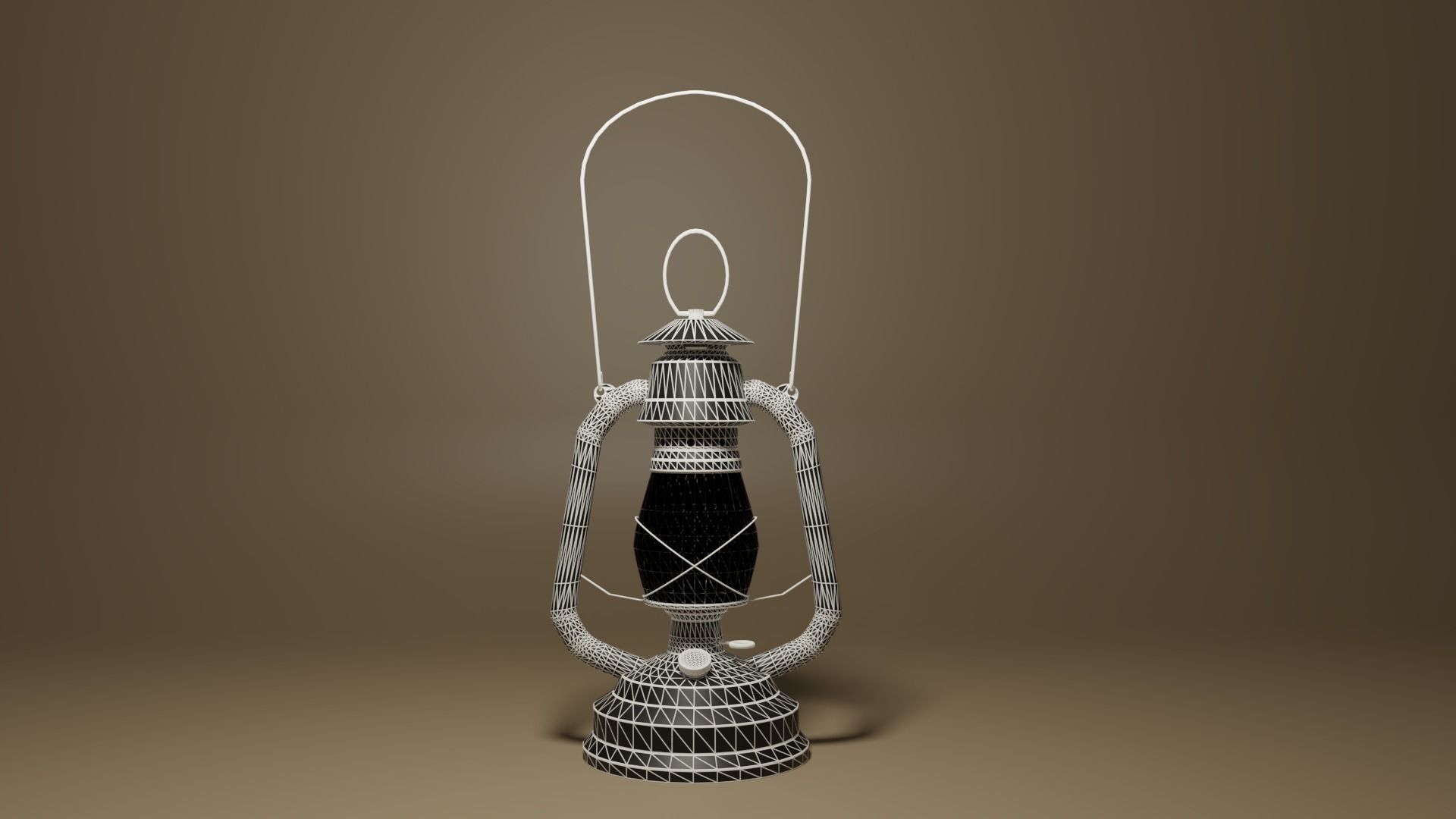 Cartoon Retro Kerosene Lamp 3D model_3