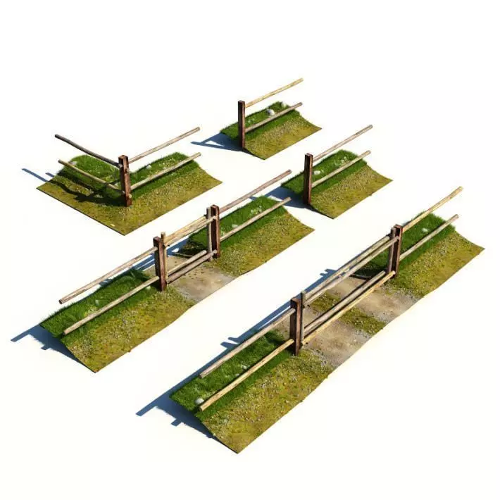 Different Wooden Fences 3D model_0