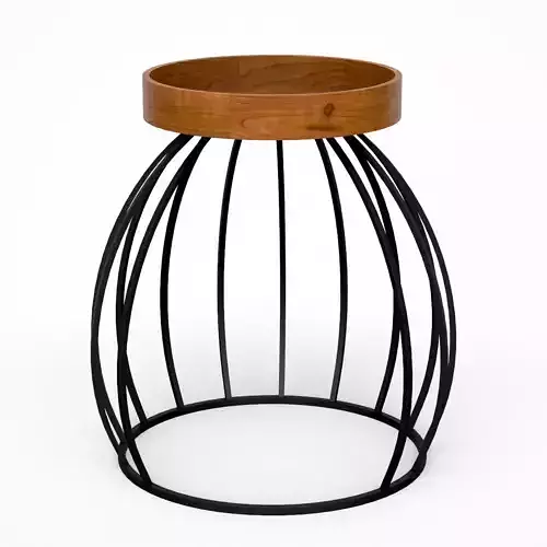 Metalico round End-Table mango wood finish