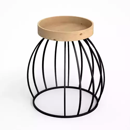 Metalico round End-Table pine varnished Low-poly 3D model