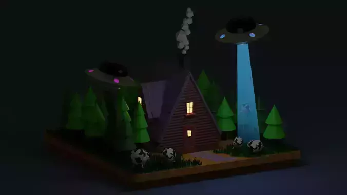 --UFO-- house with aliens