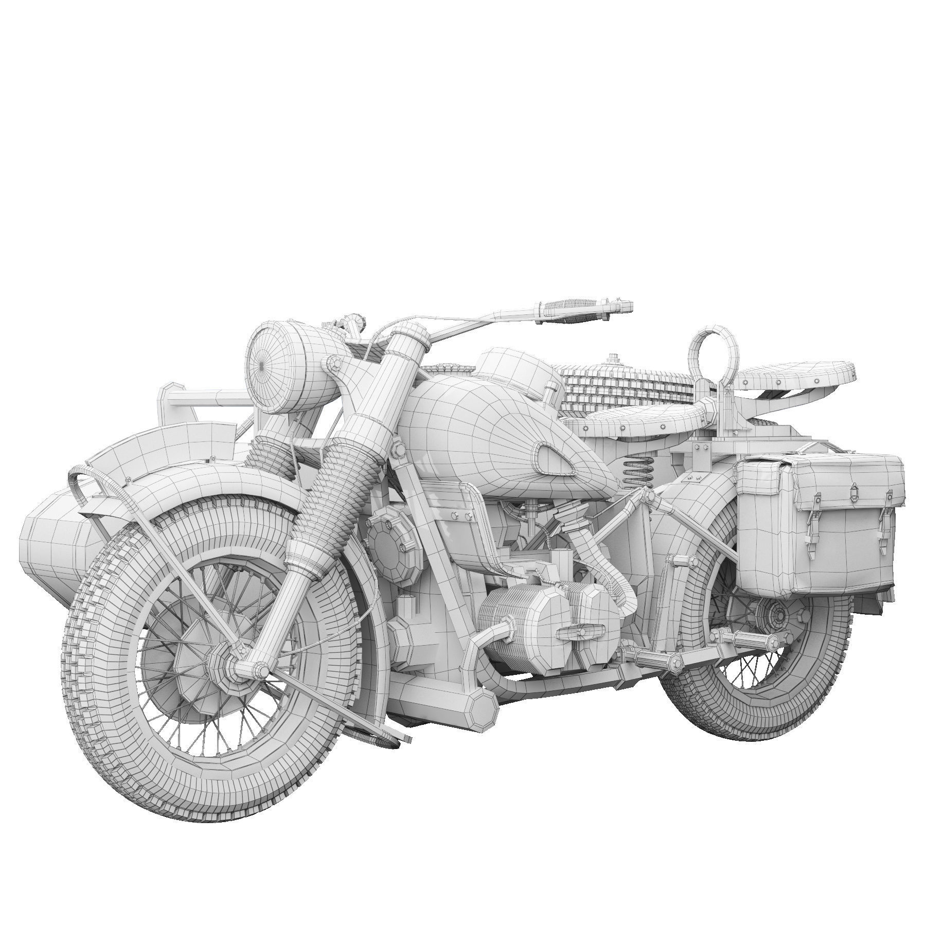 Military motorcycle R75 Sahara 1942 3D model_5