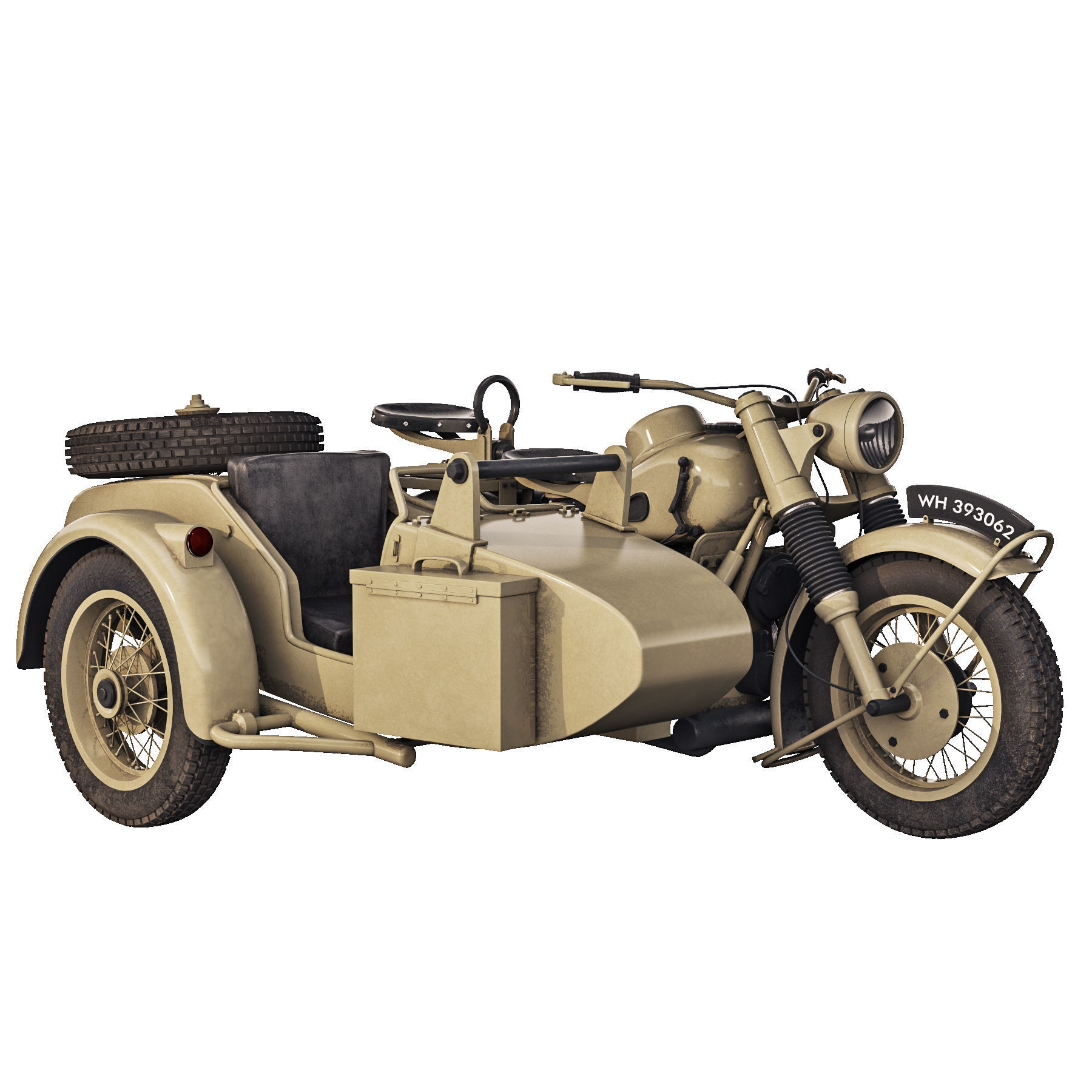 Military motorcycle R75 Sahara 1942 3D model_13