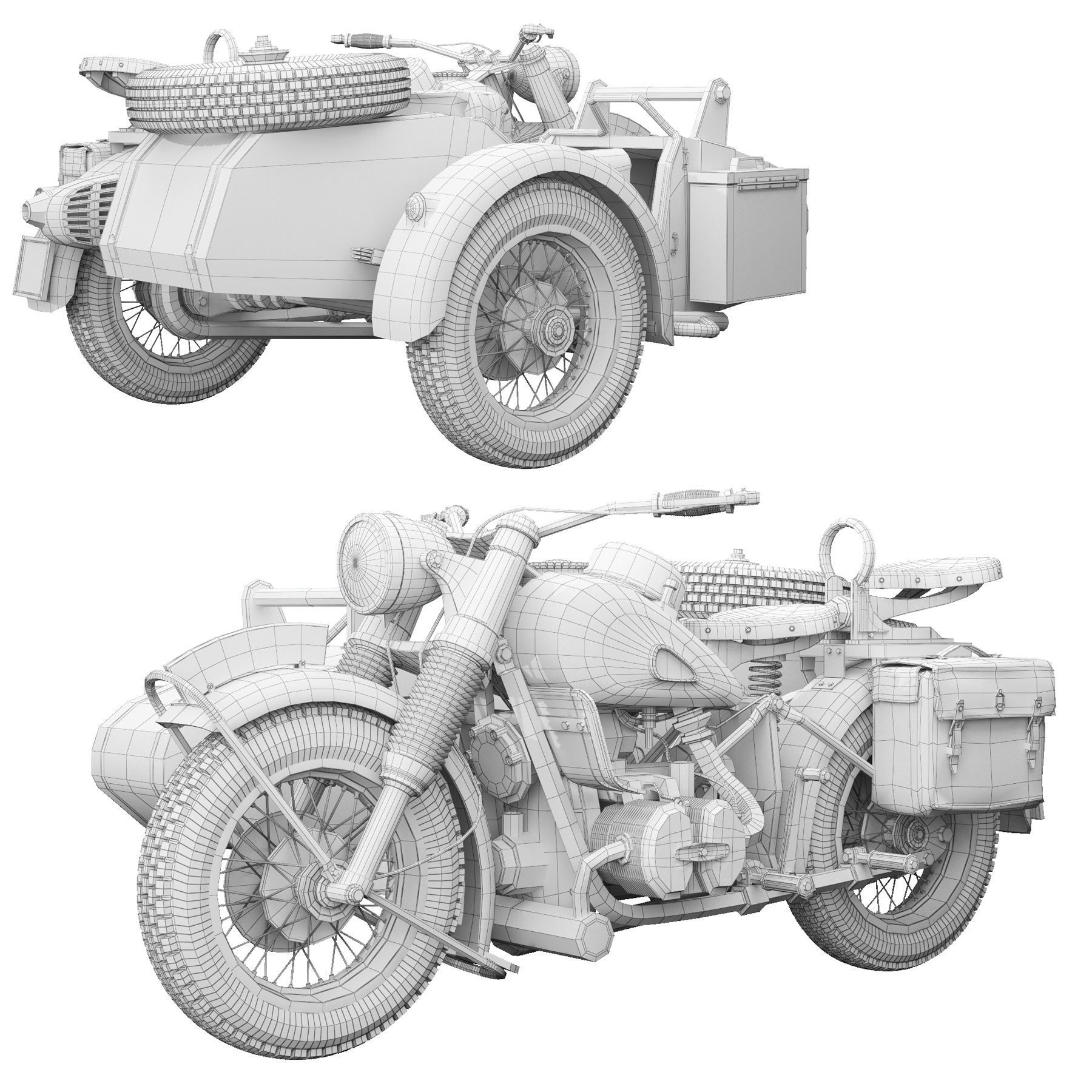 Military motorcycle R75 Sahara 1942 3D model_7