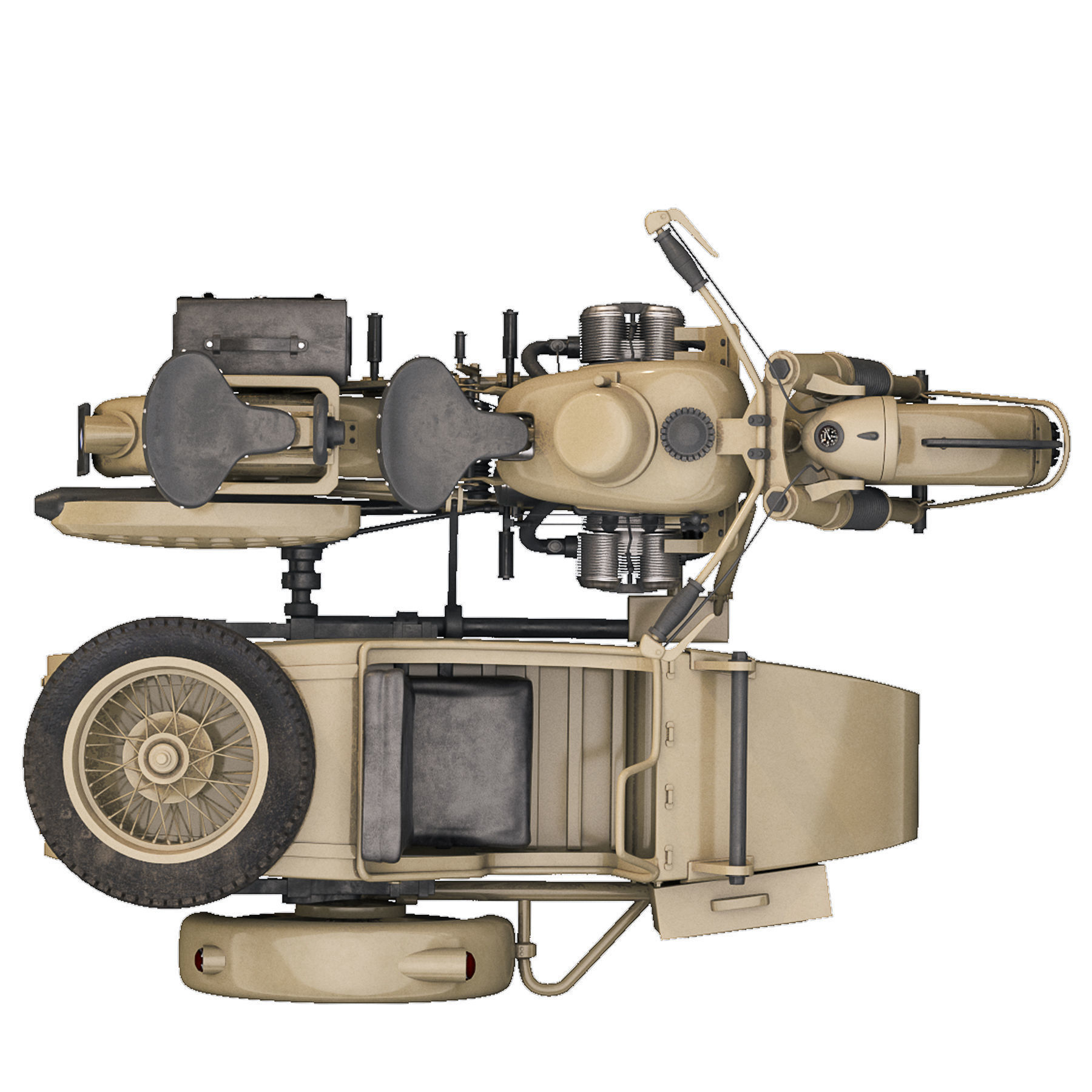 Military motorcycle R75 Sahara 1942 3D model_15