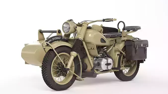 Military motorcycle R75 Sahara 1942 3D model