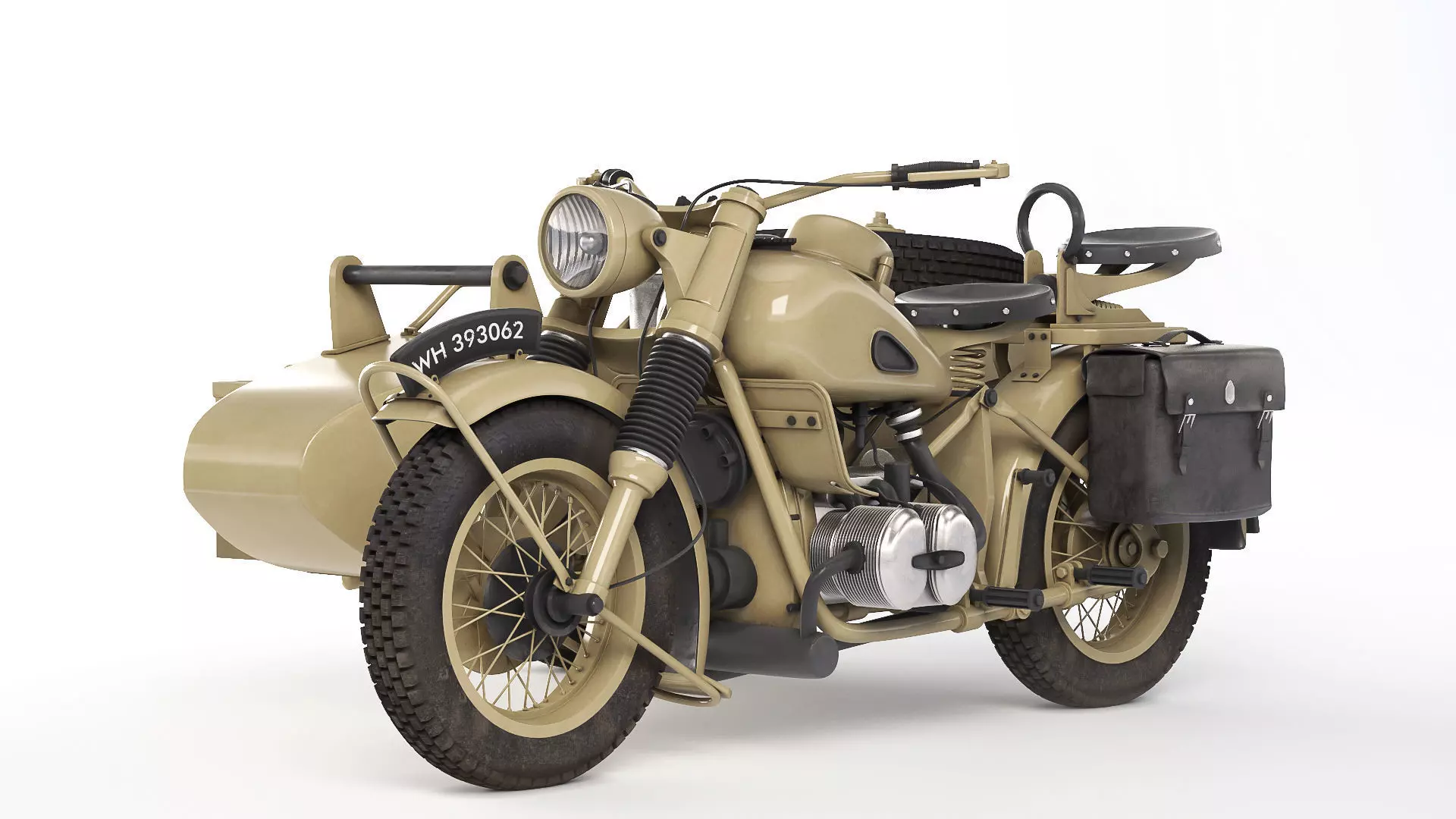 Military motorcycle R75 Sahara 1942 3D model_0