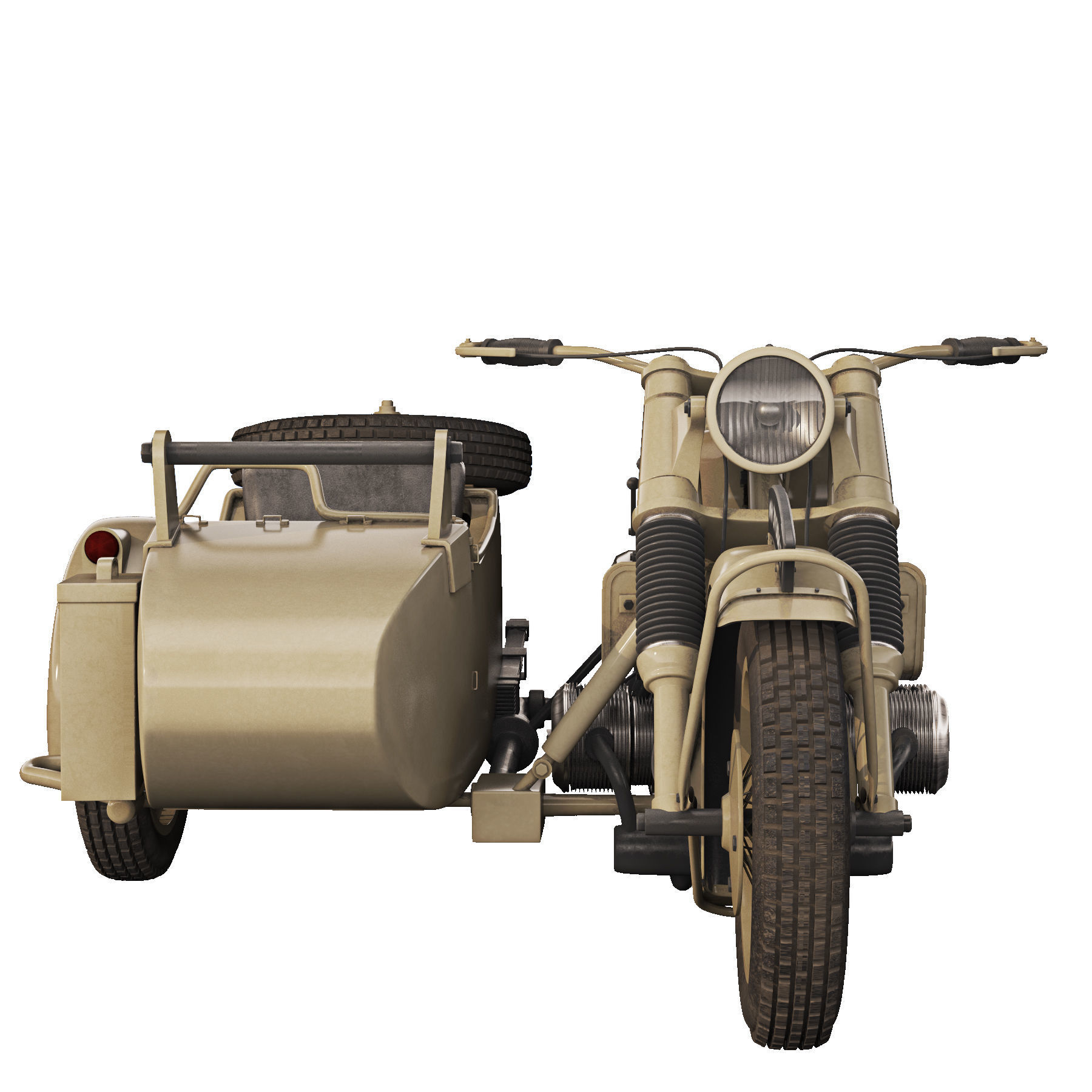 Military motorcycle R75 Sahara 1942 3D model_14
