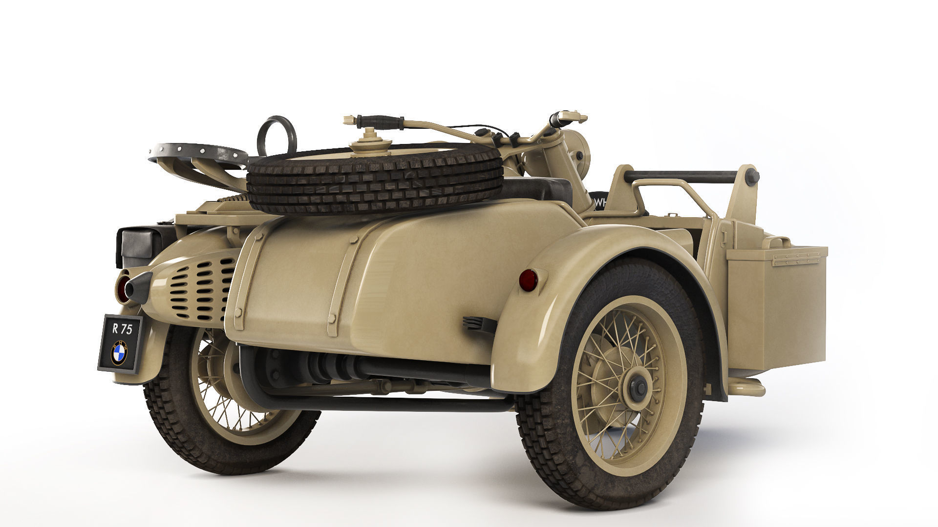 Military motorcycle R75 Sahara 1942 3D model_1