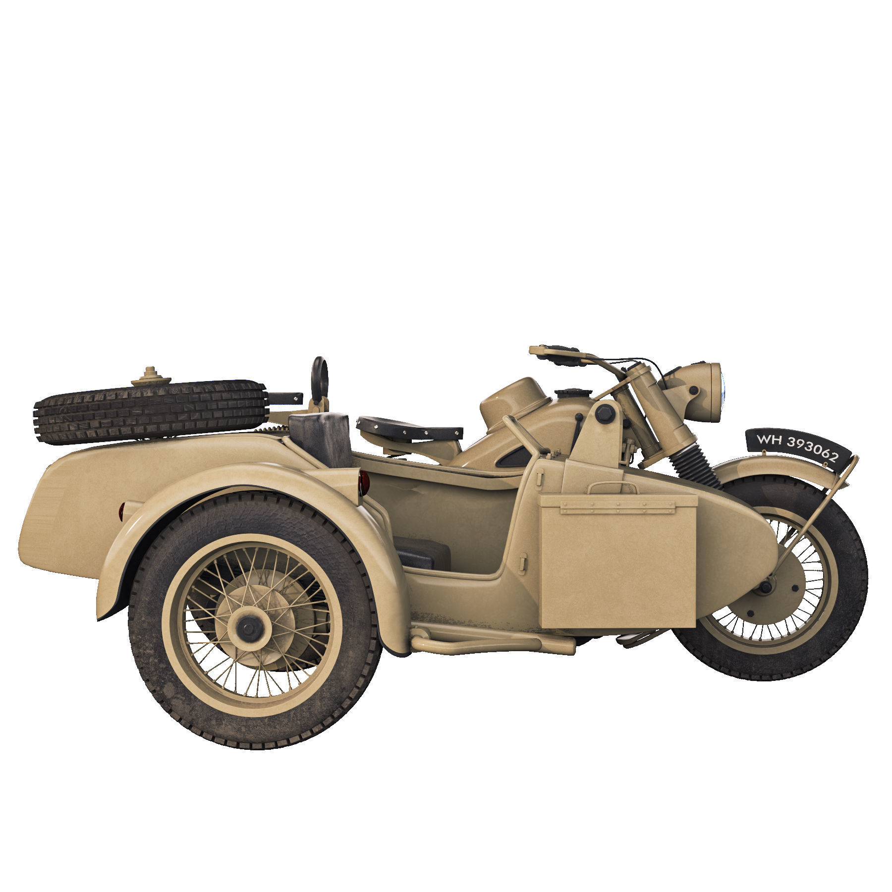 Military motorcycle R75 Sahara 1942 3D model_12